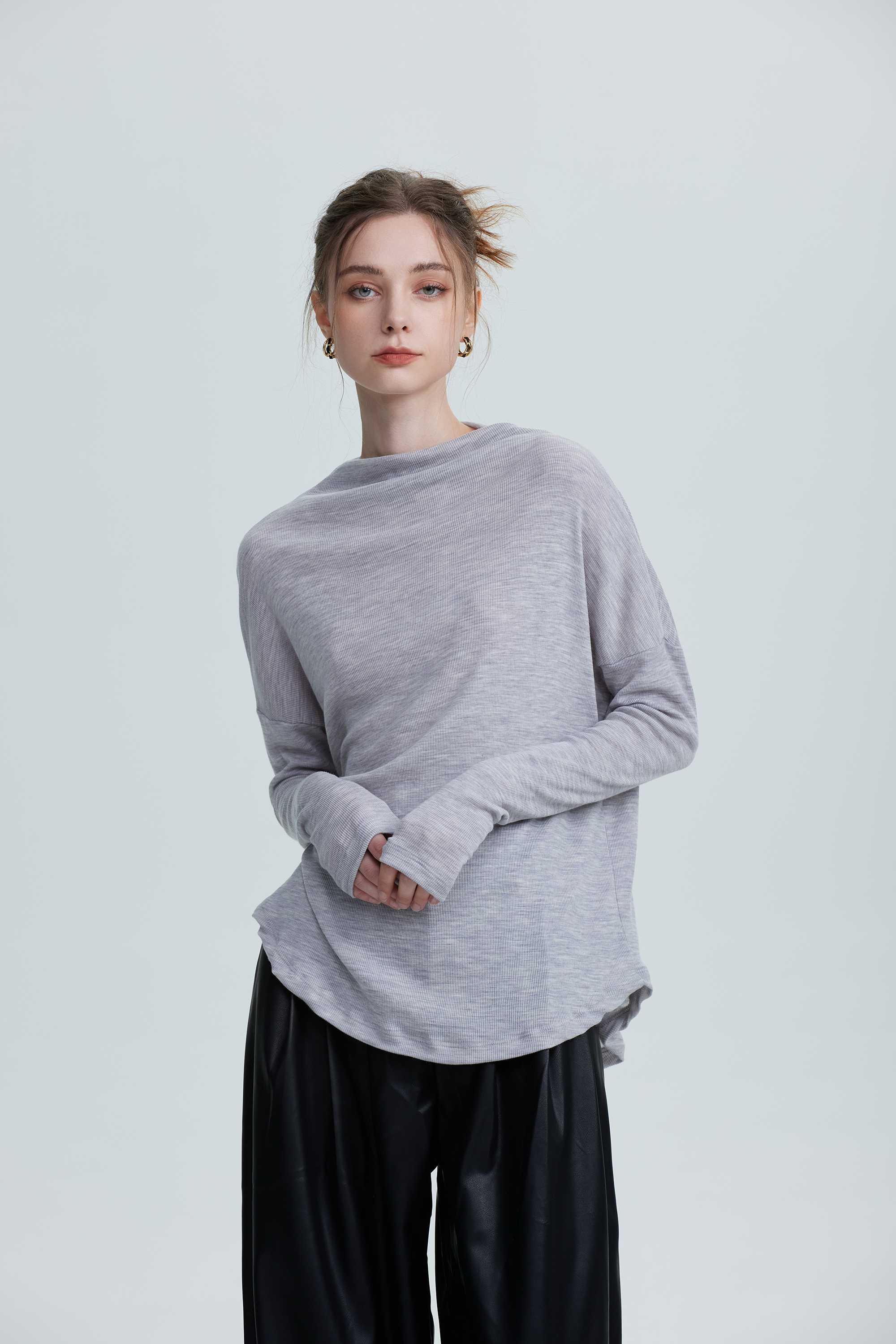 Wool Long-Sleeved Shirt-light gray