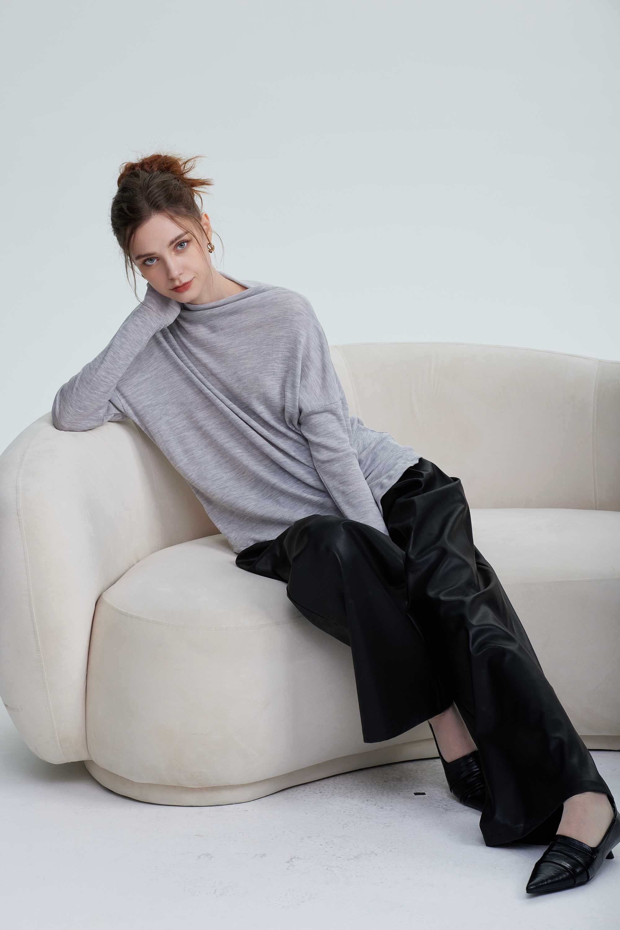 Wool Long-Sleeved Shirt-light gray