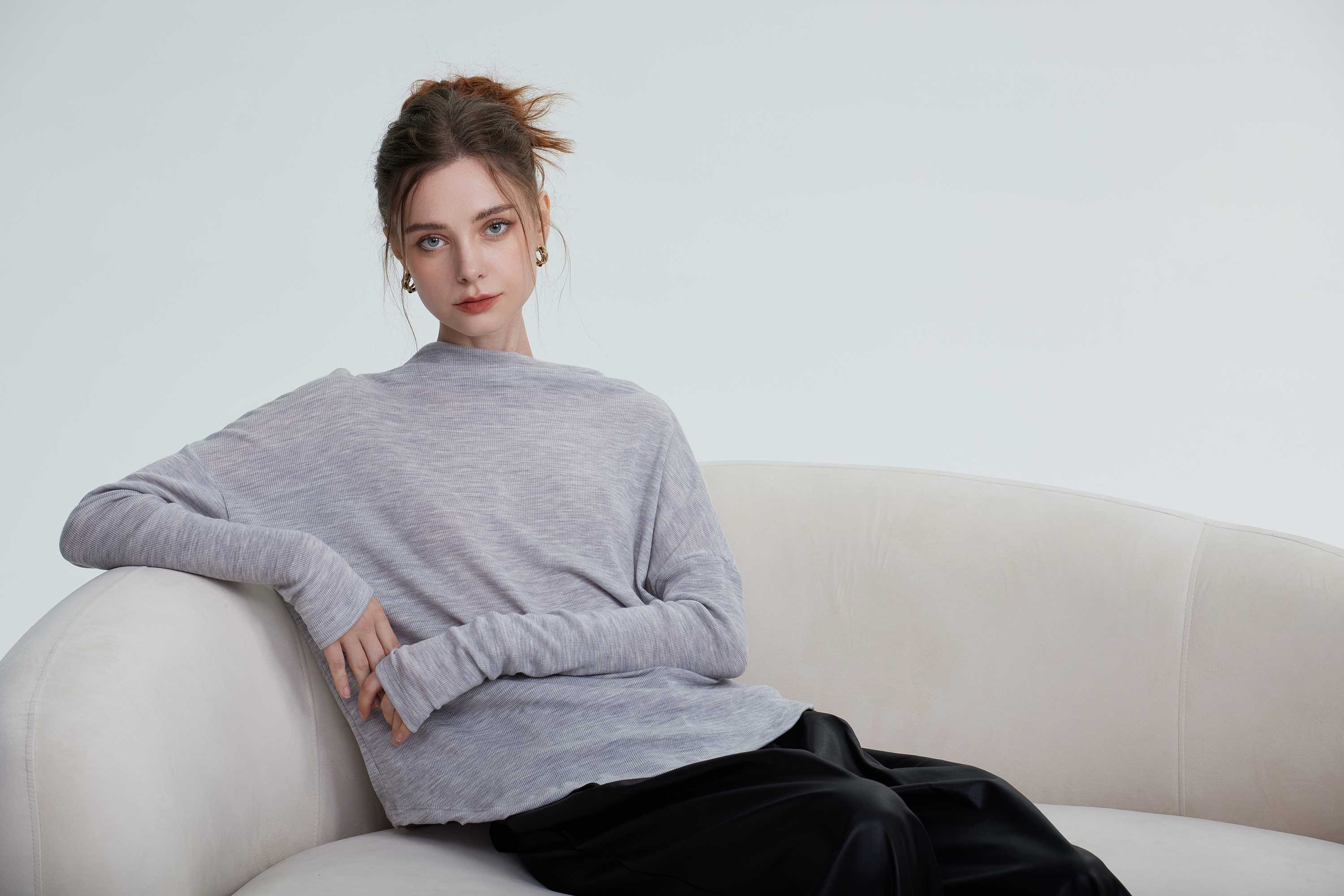 Wool Long-Sleeved Shirt-light gray