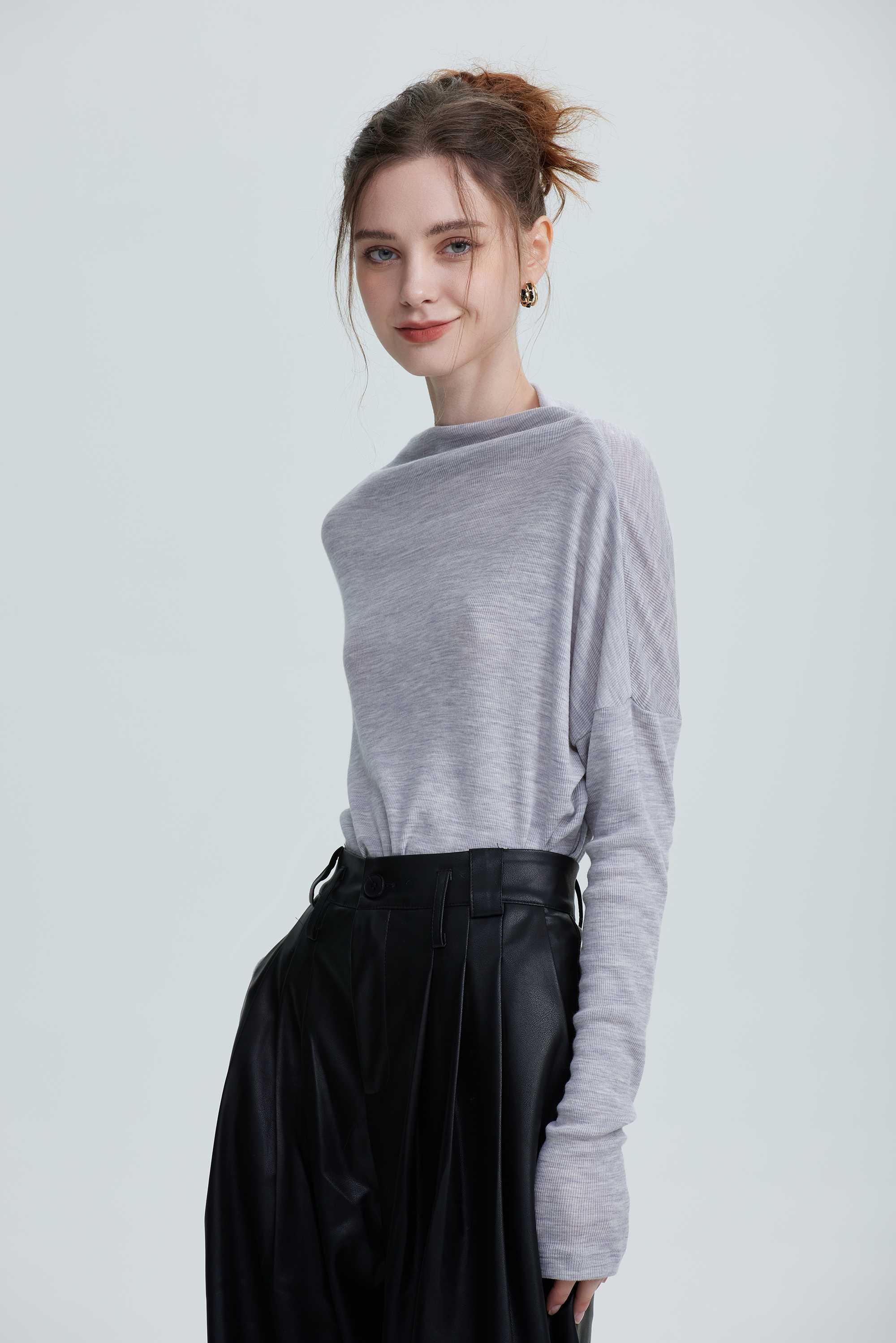 Wool Long-Sleeved Shirt-light gray