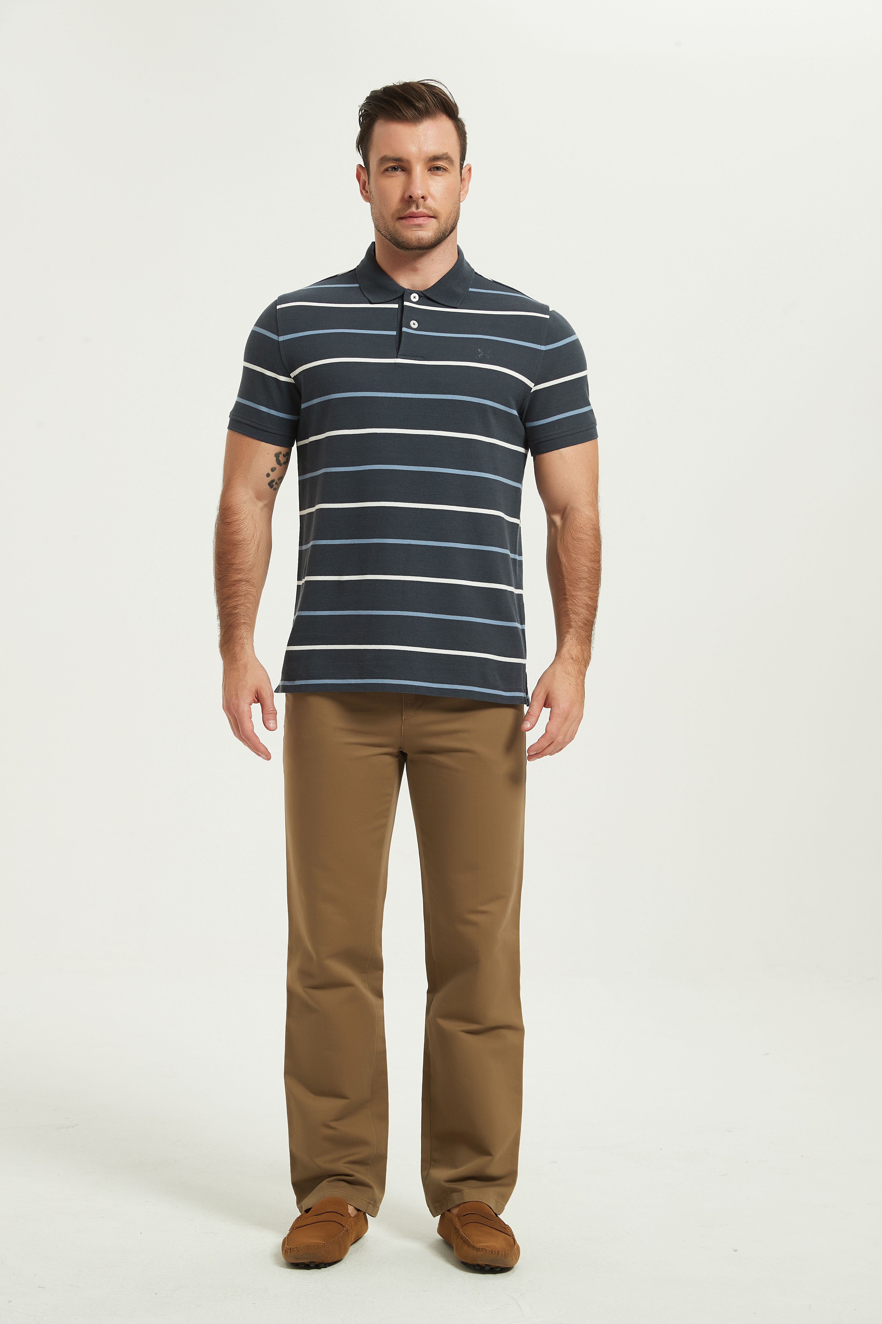 POLO Shirt-dark gray stripes