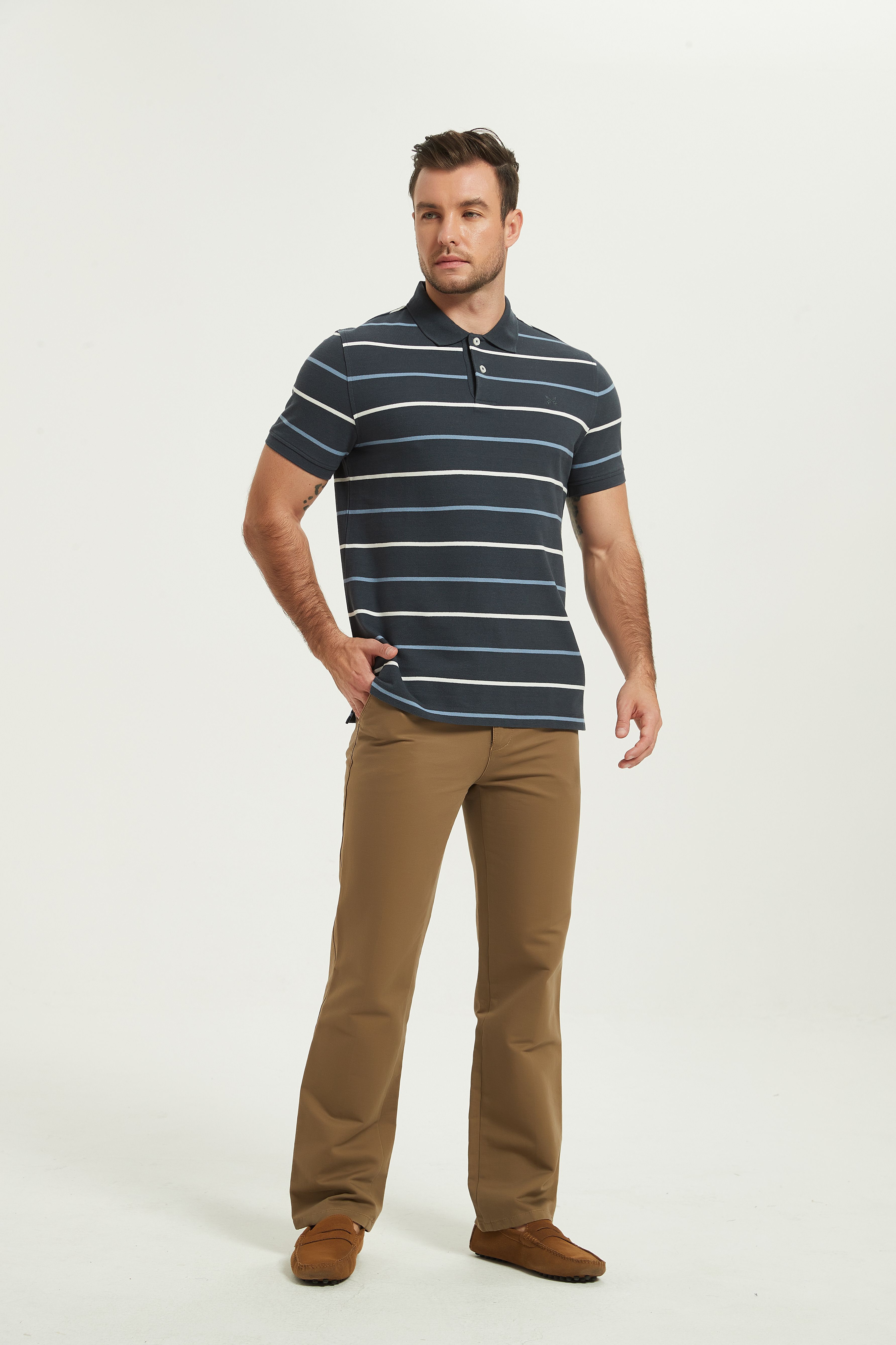 POLO Shirt-dark gray stripes
