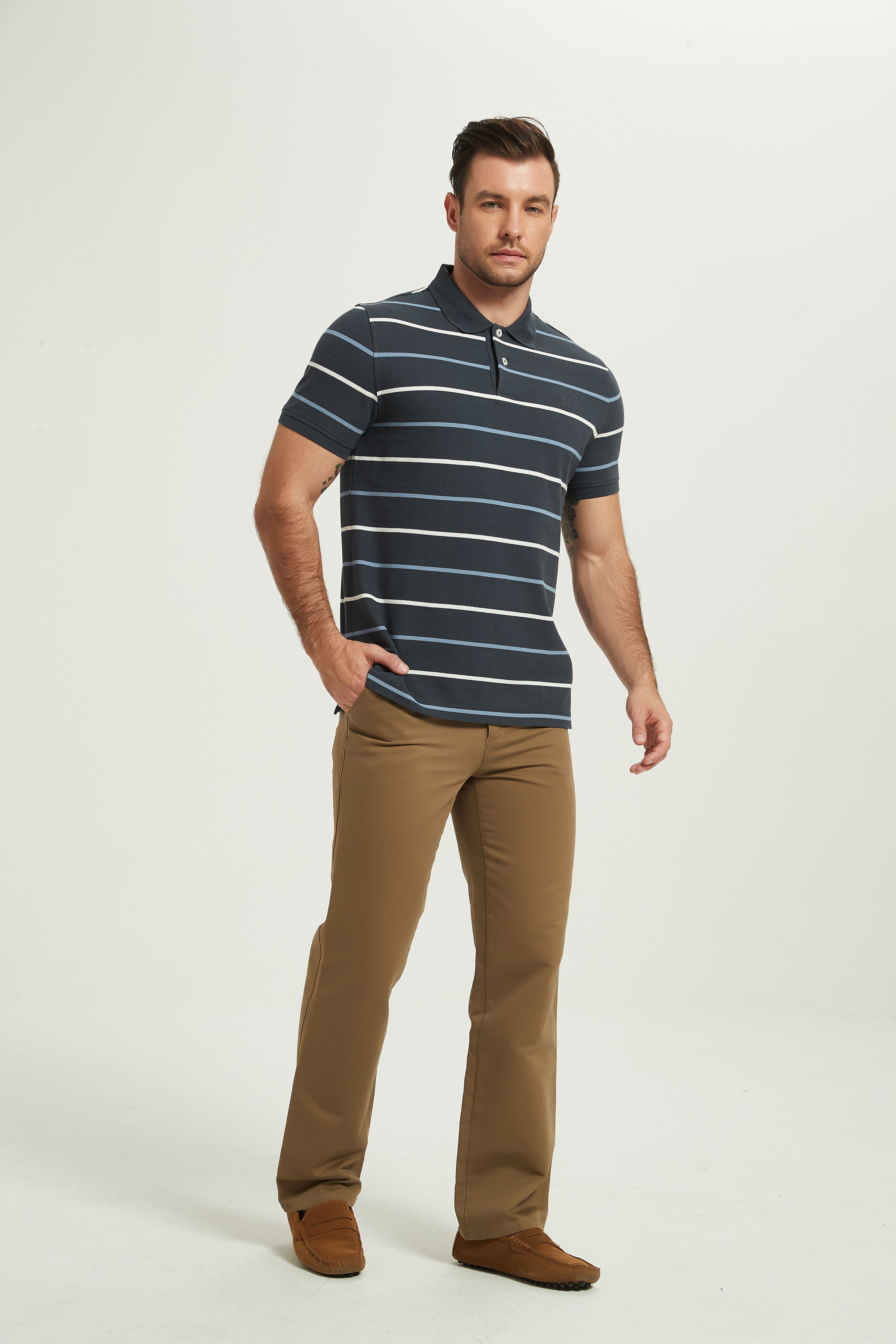 POLO Shirt-dark gray stripes