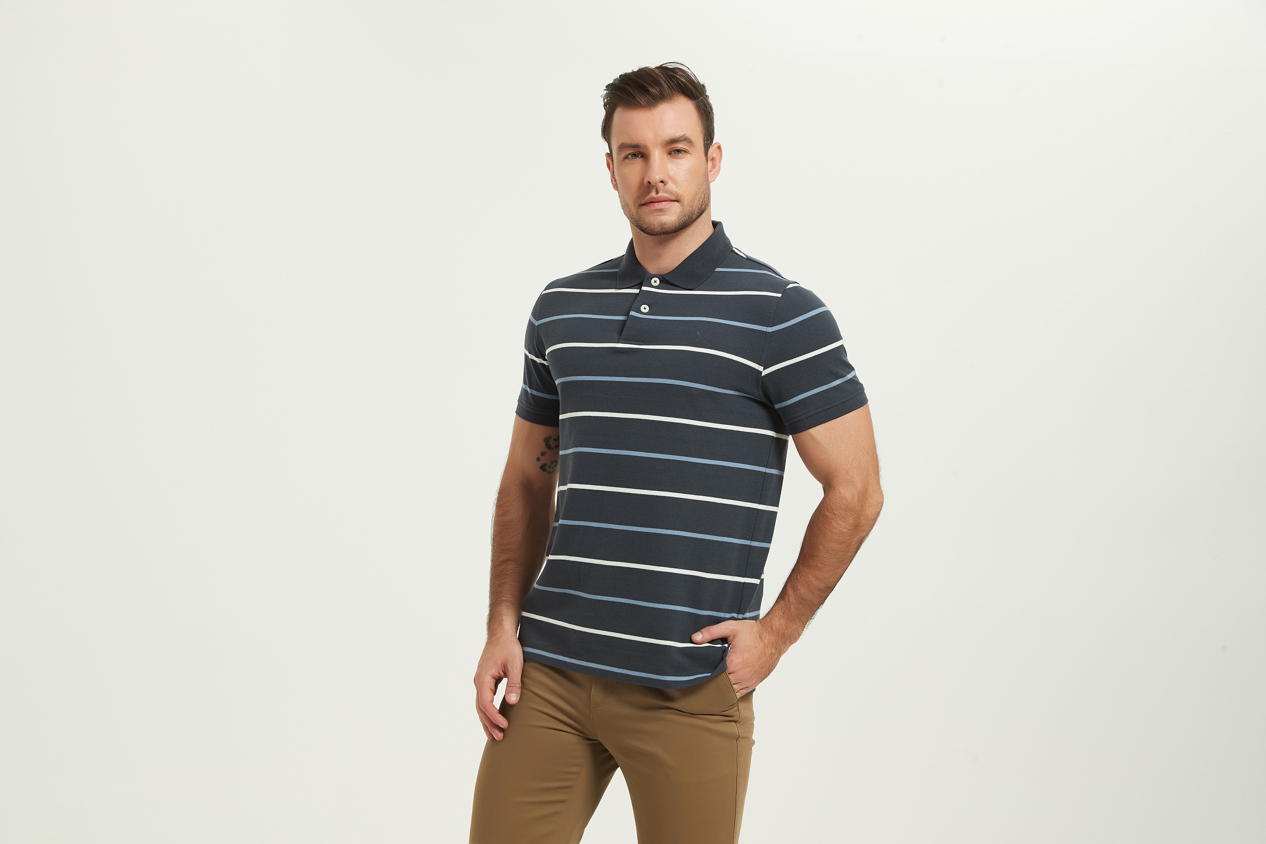 POLO Shirt-dark gray stripes