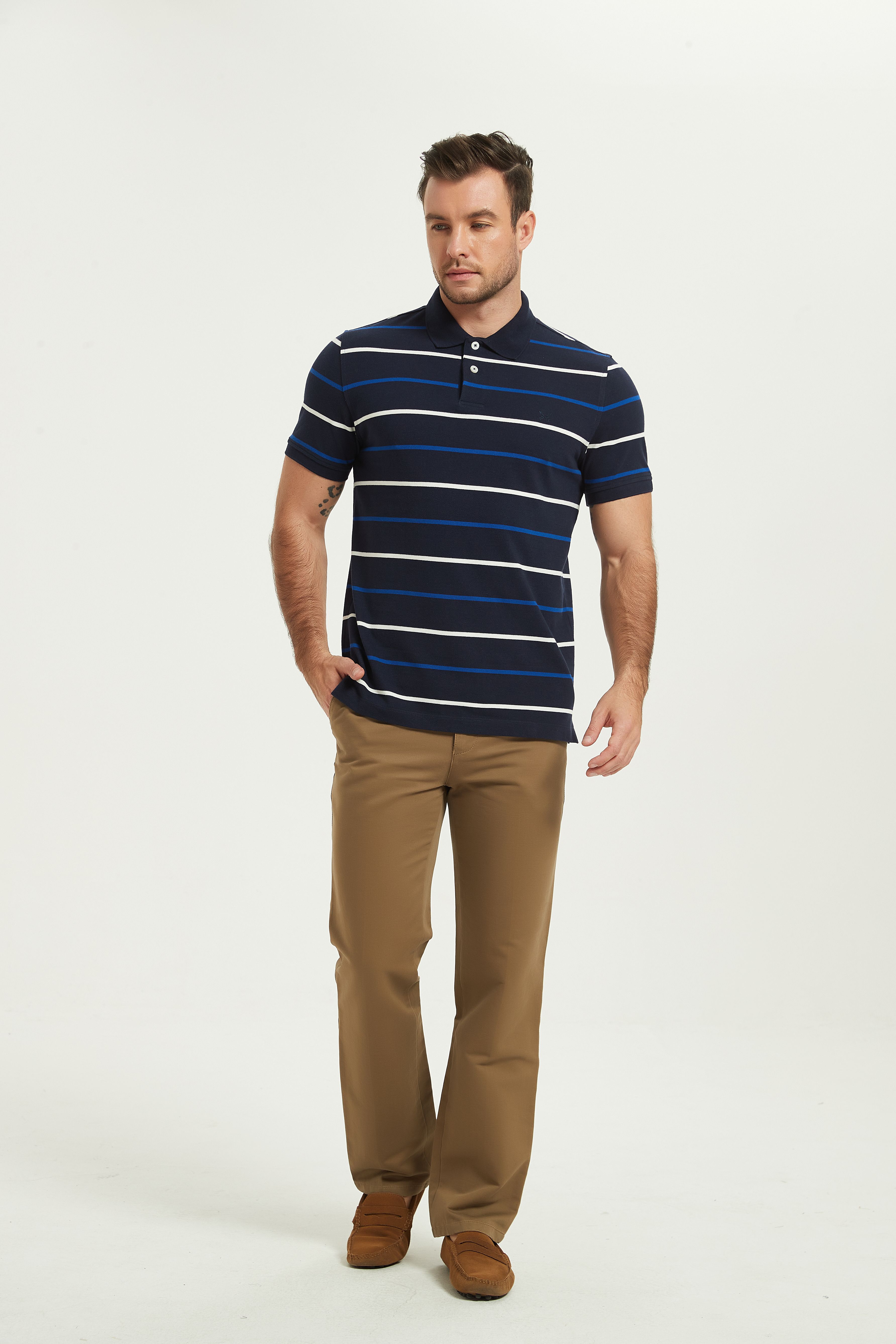 POLO Shirt-navy stripes