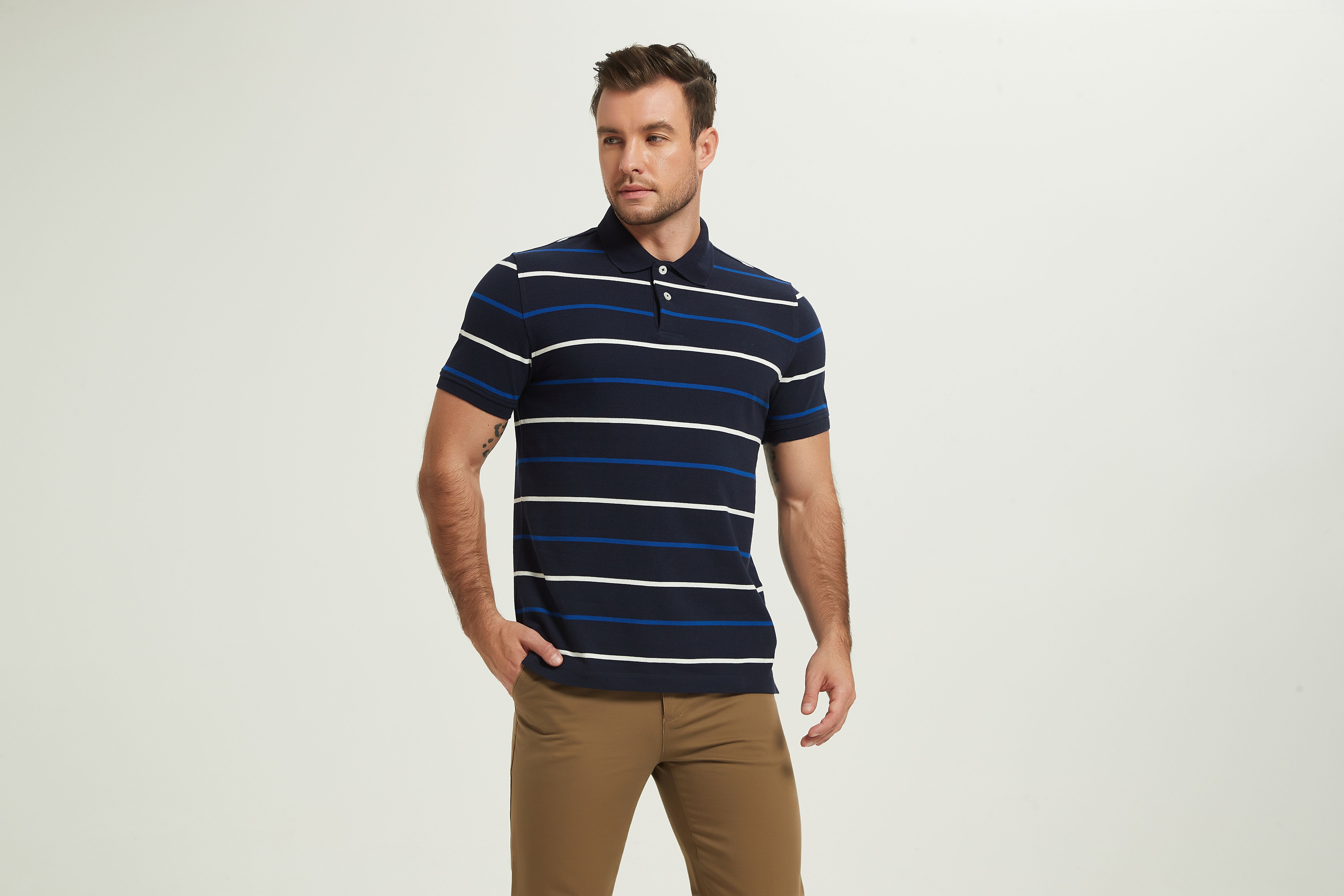 POLO Shirt-navy stripes