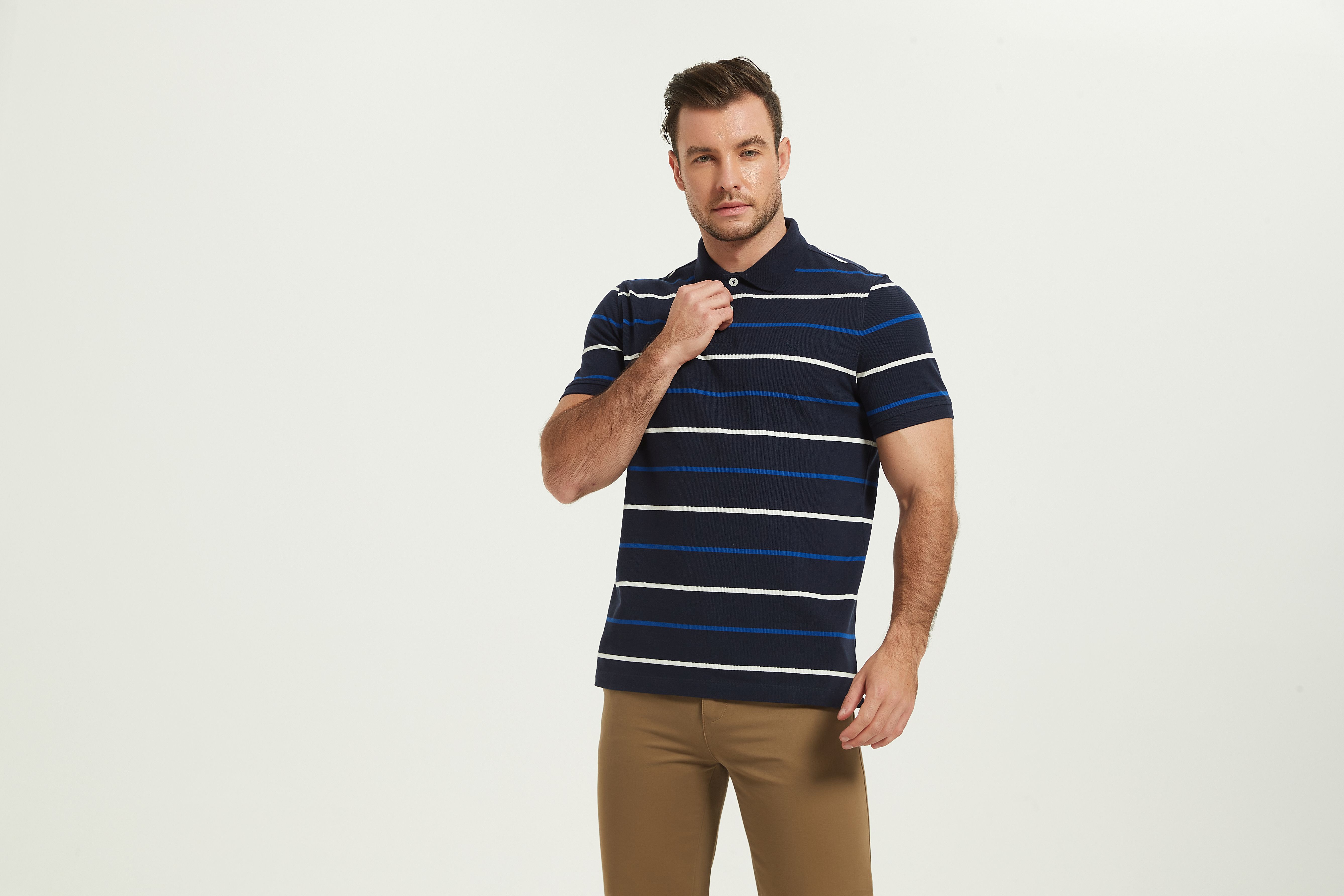 POLO Shirt-navy stripes