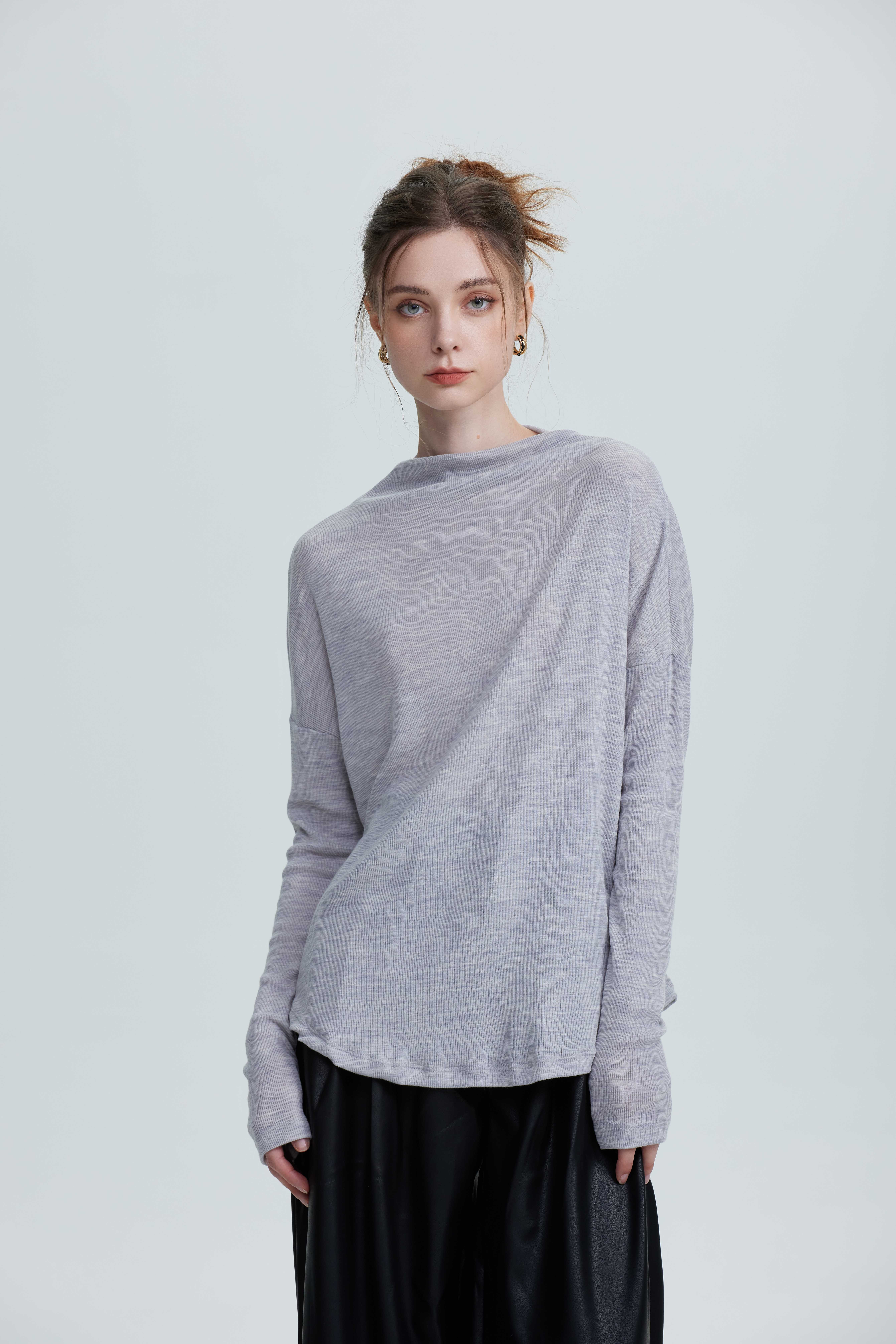 Wool Long-Sleeved Shirt-light gray