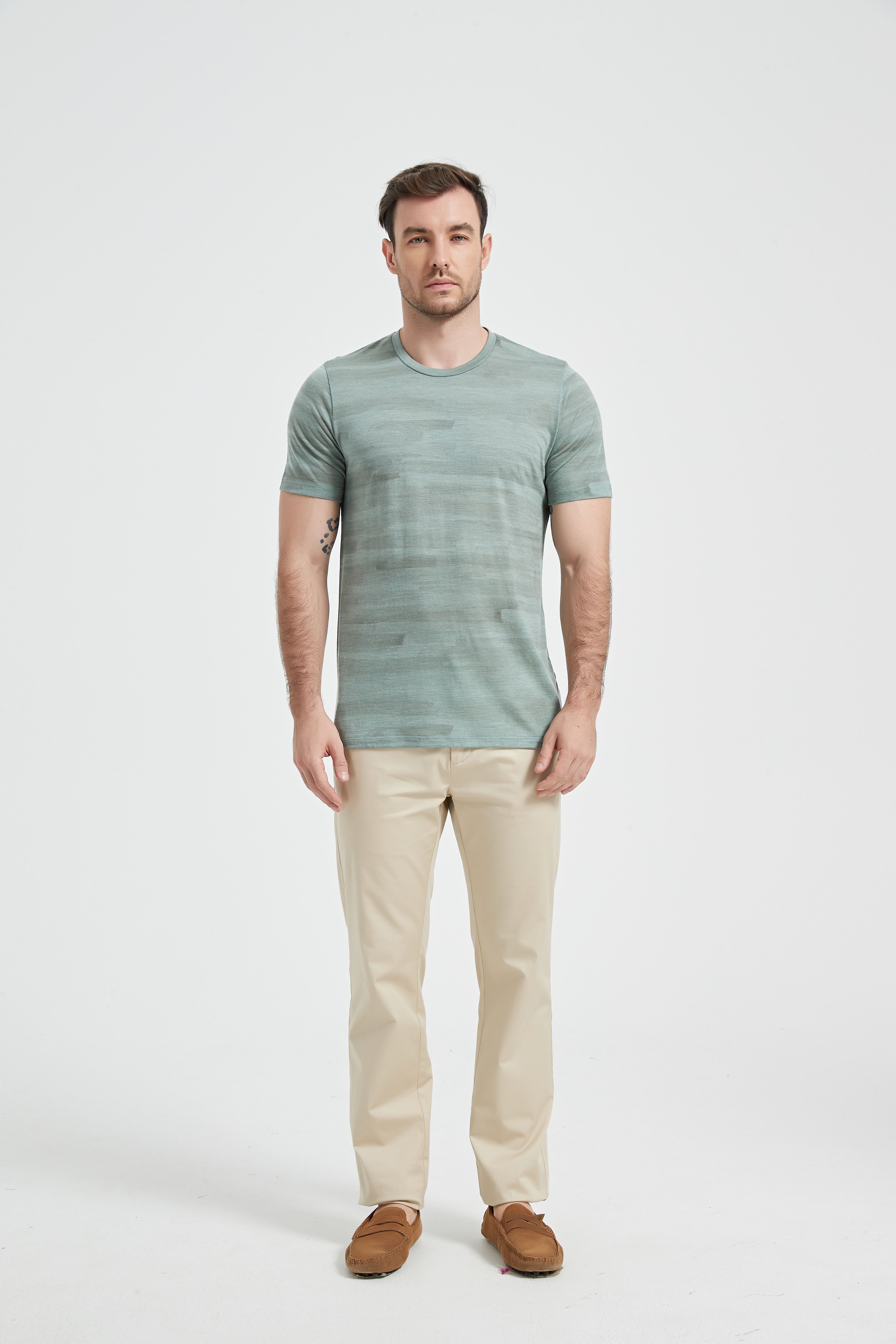 Wool Short-Sleeve Shirt-green