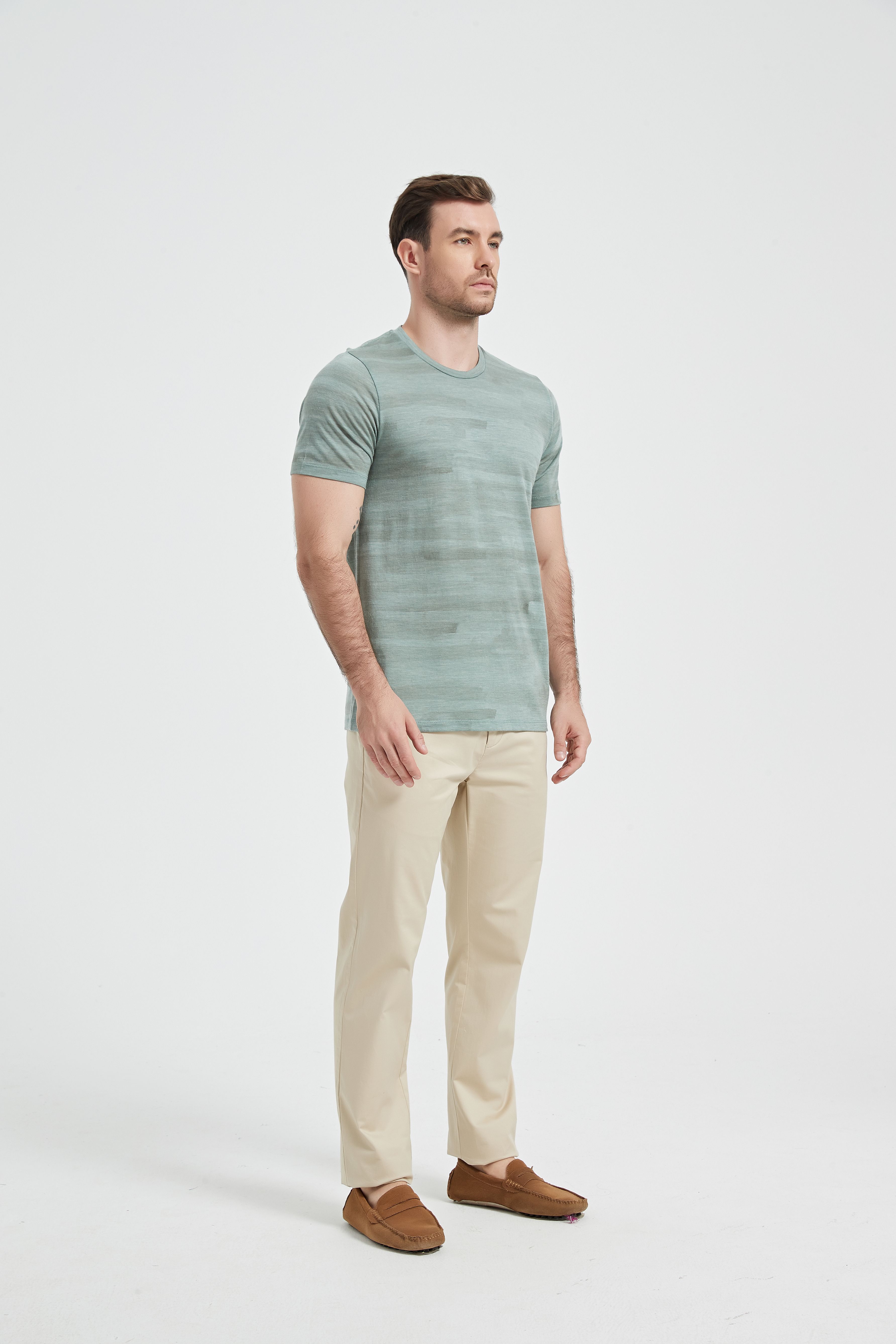 Wool Short-Sleeve Shirt-green
