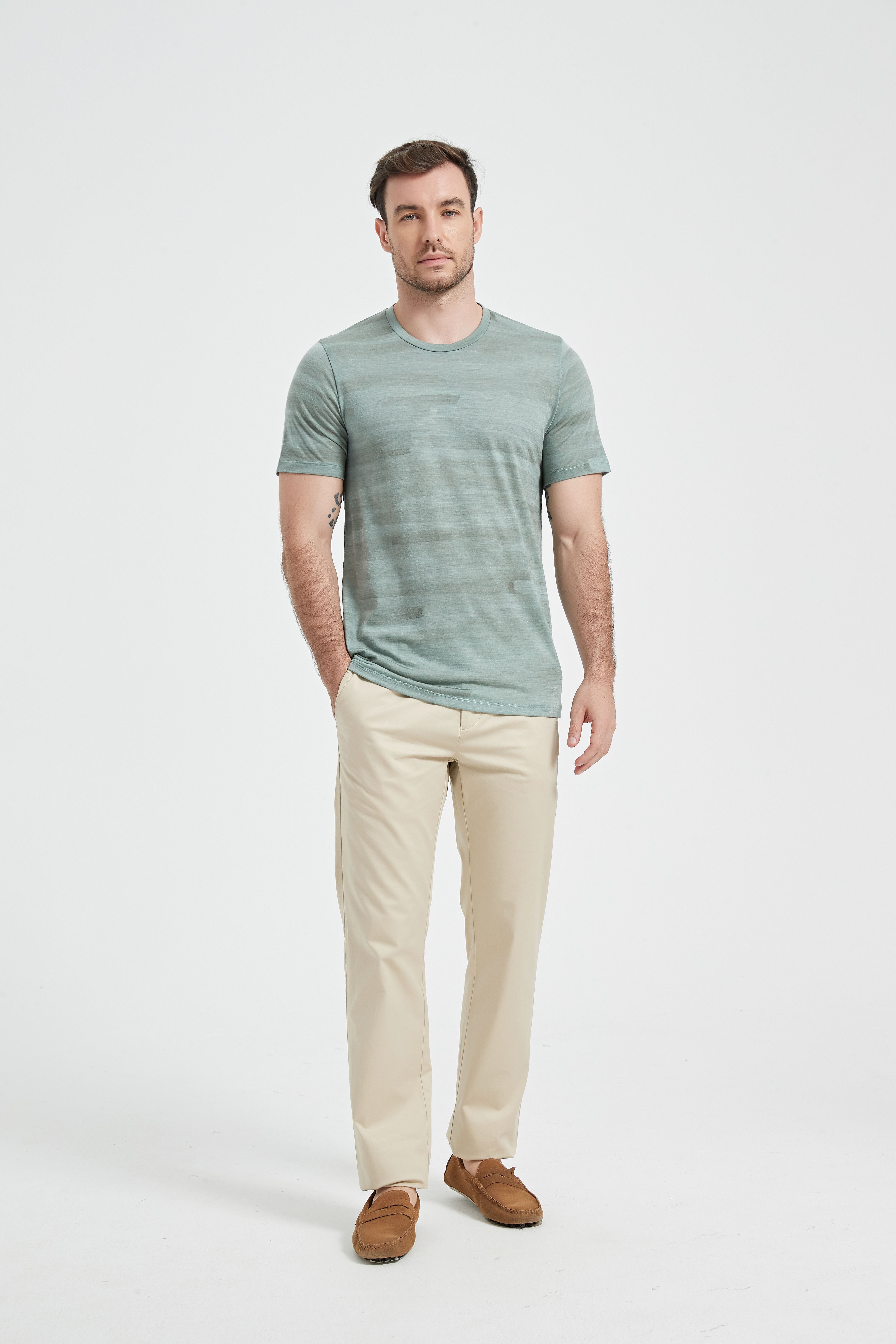 Wool Short-Sleeve Shirt-green