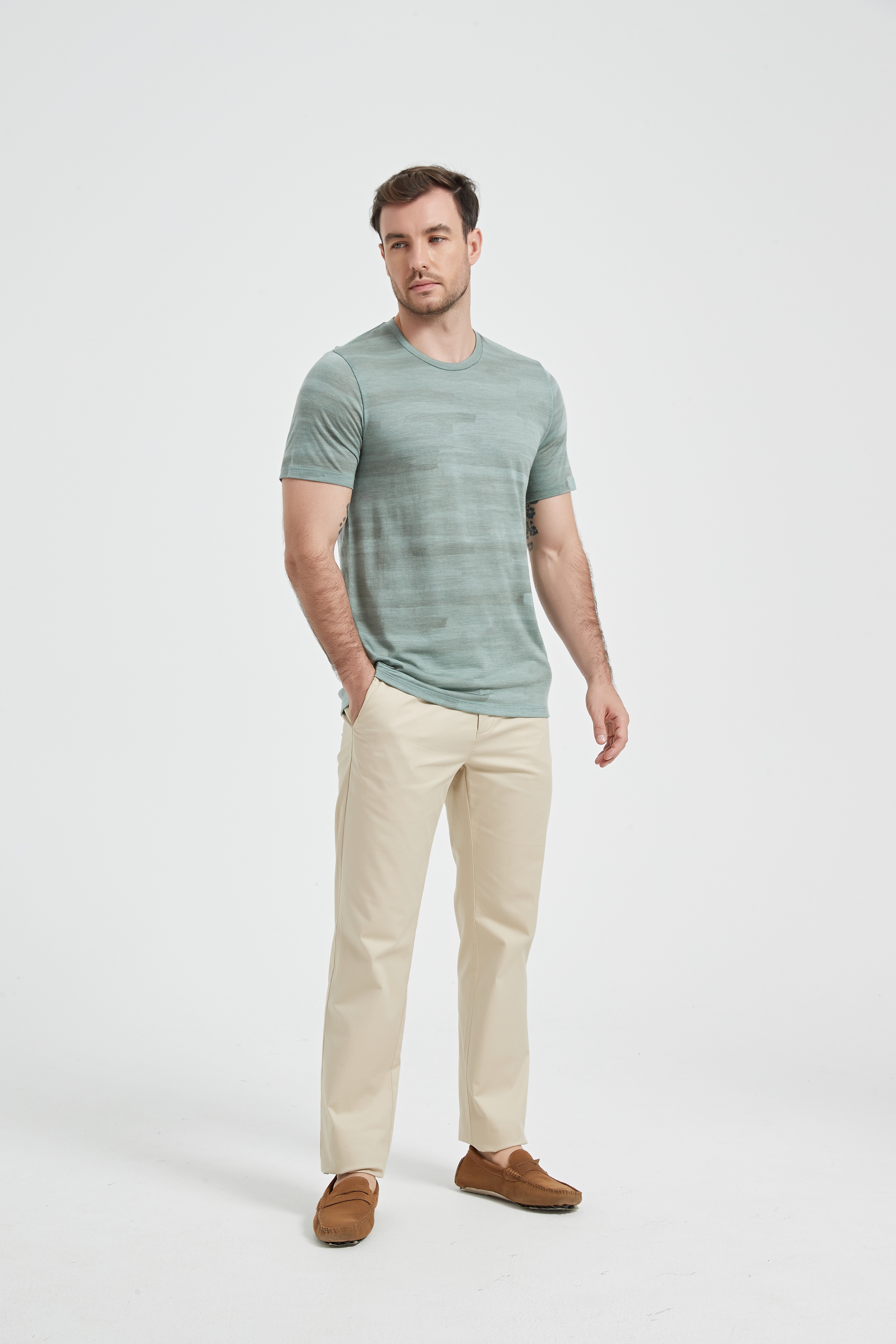 Wool Short-Sleeve Shirt-green