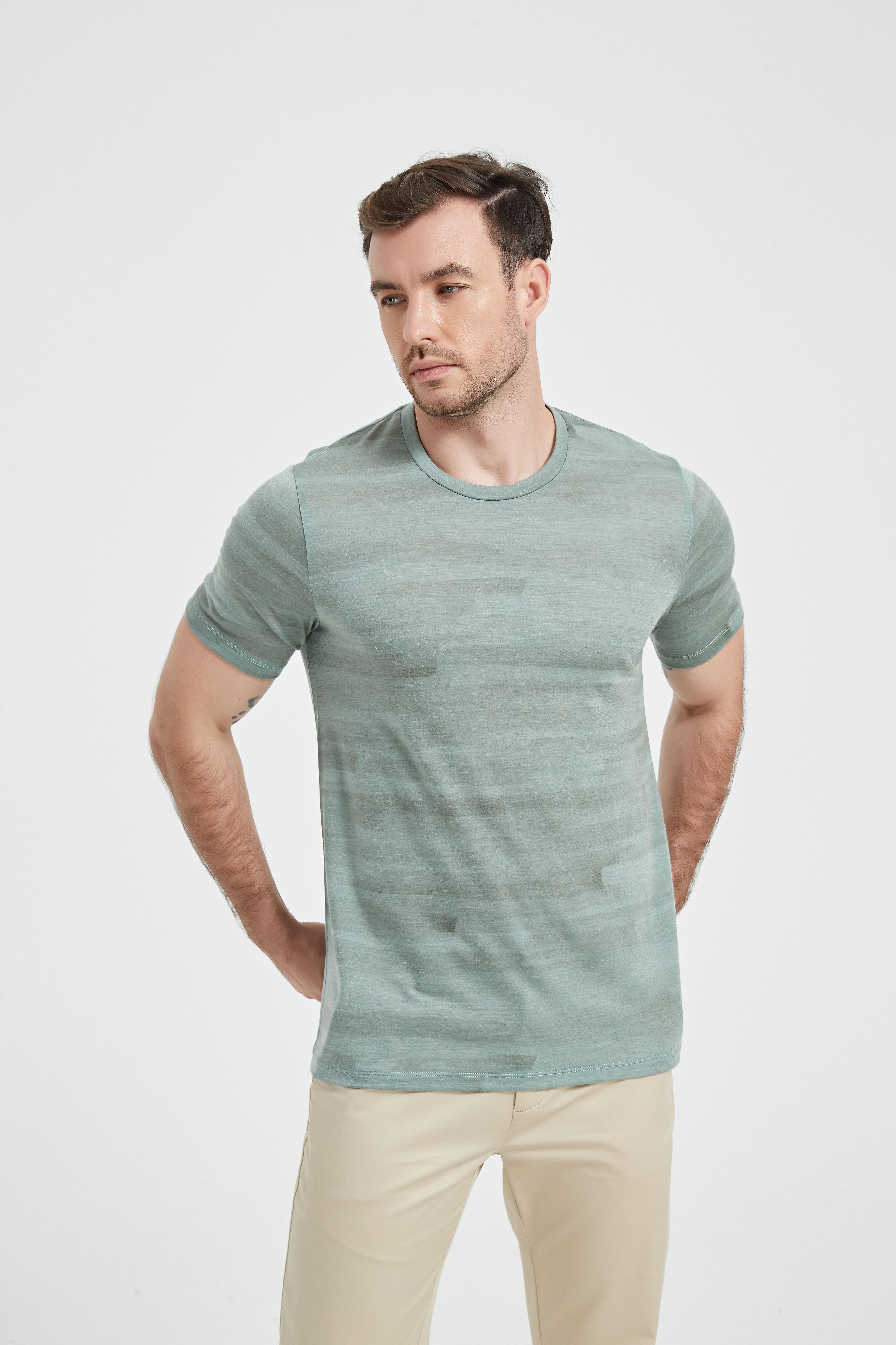 Wool Short-Sleeve Shirt-green