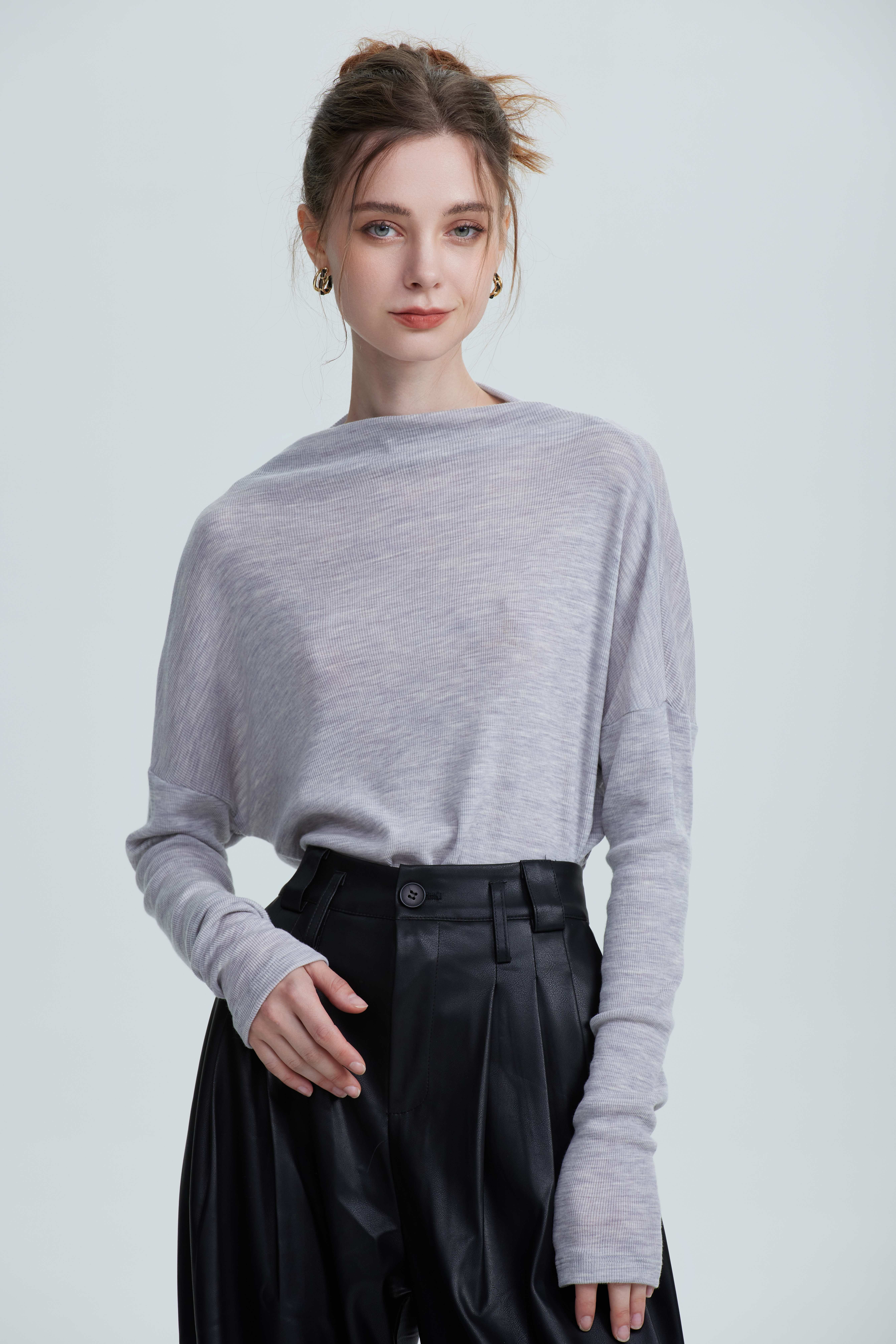 Wool Long-Sleeved Shirt-light gray