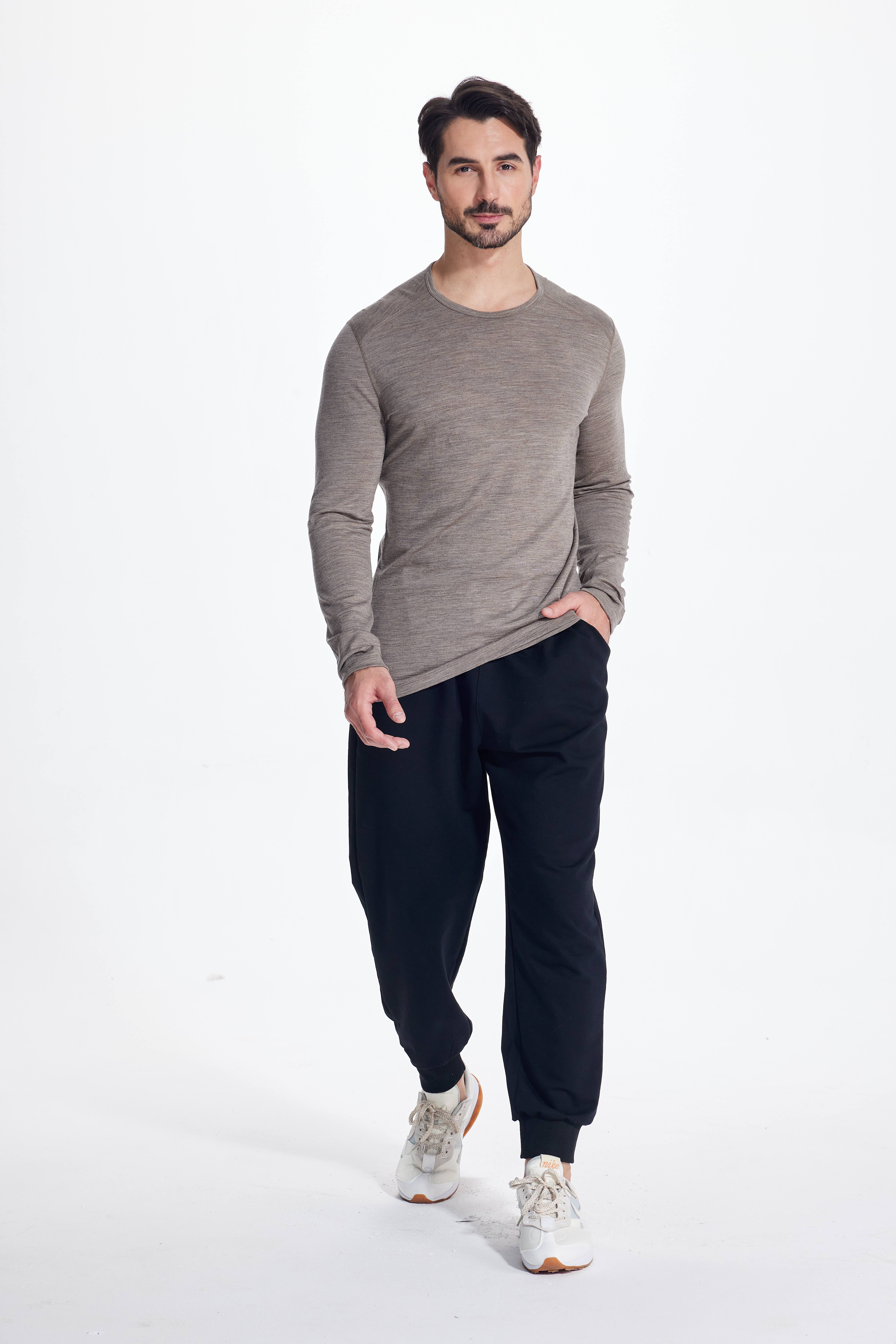 Wool Long-Sleeved Shirt-light brown