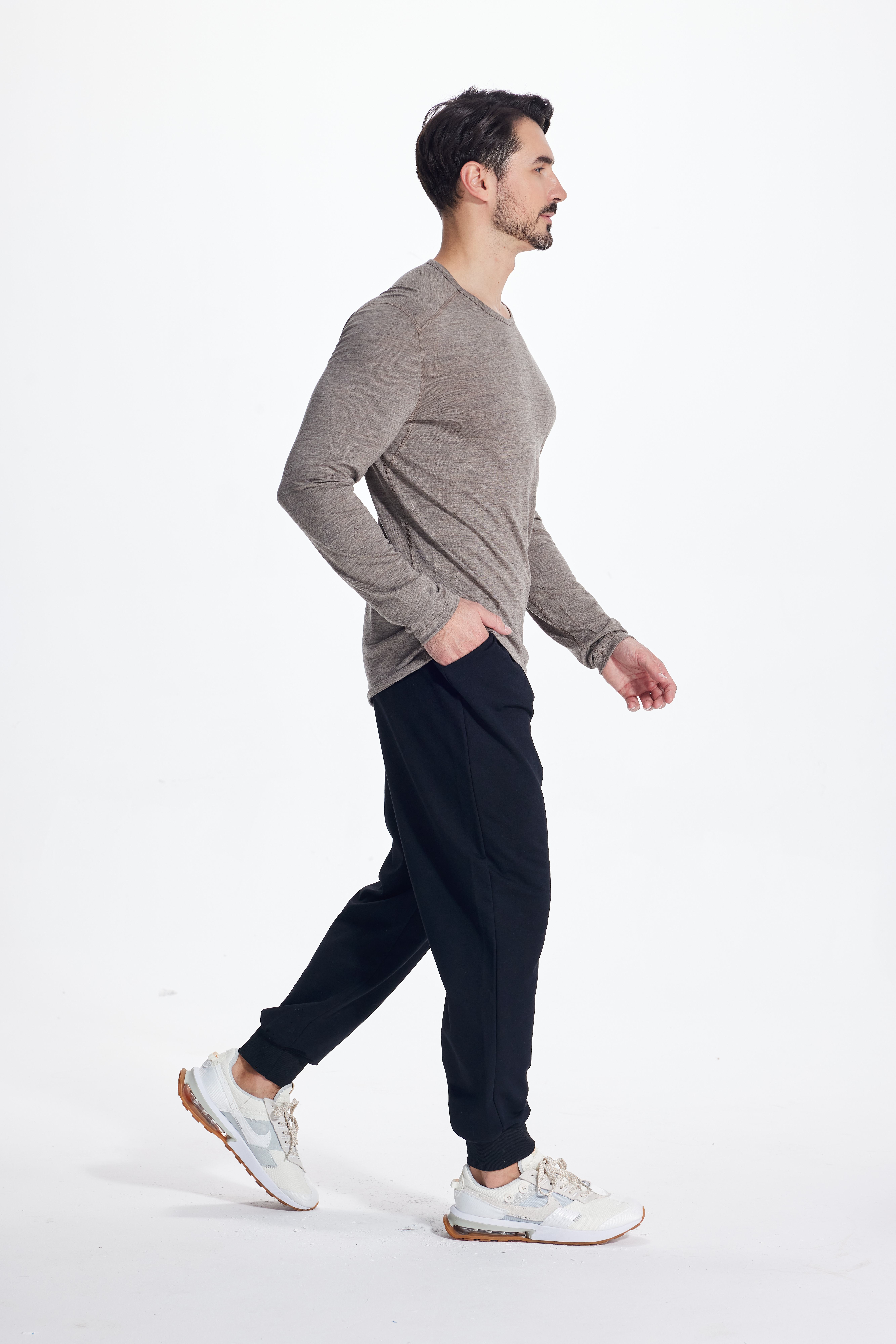 Wool Long-Sleeved Shirt-light brown