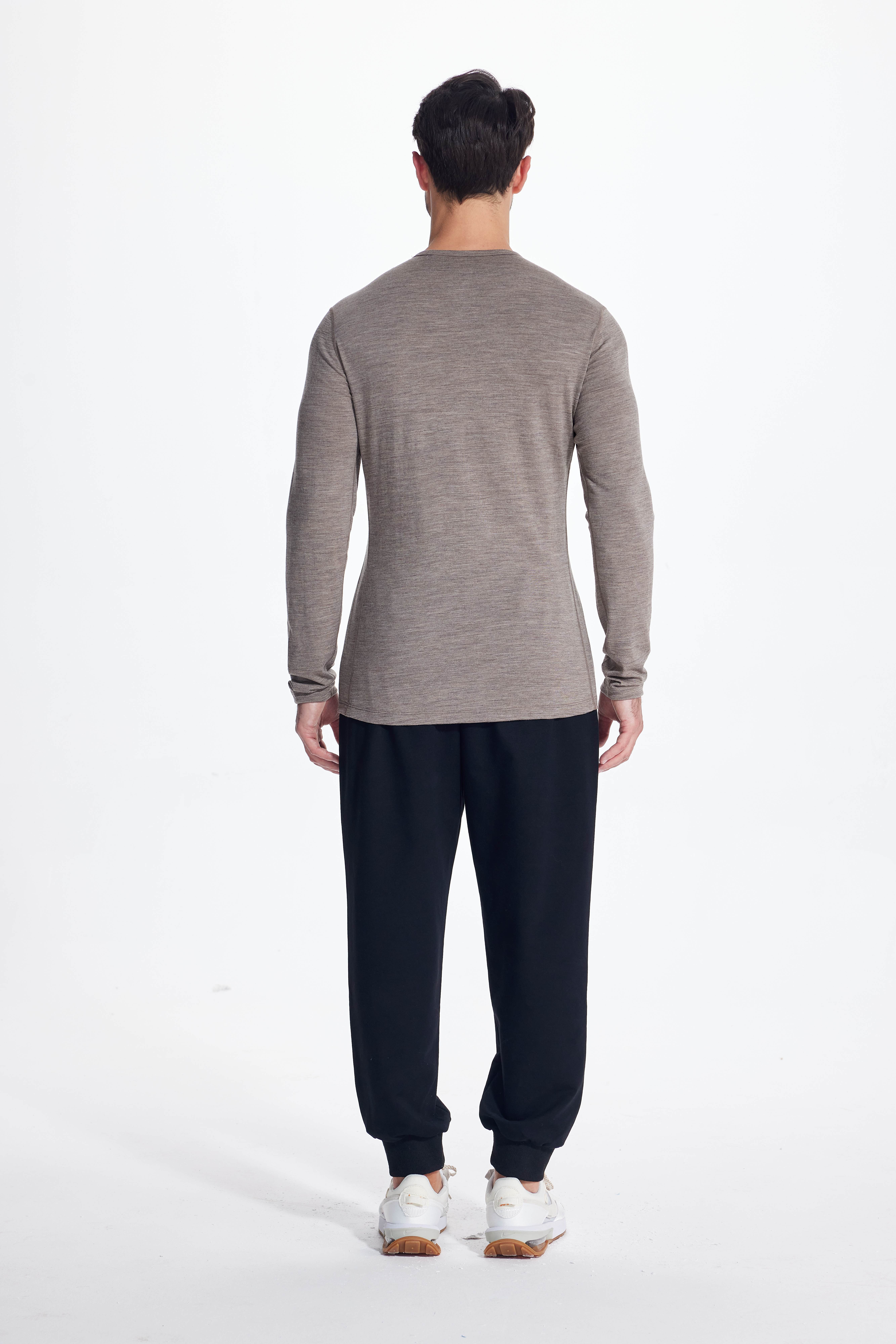 Wool Long-Sleeved Shirt-light brown