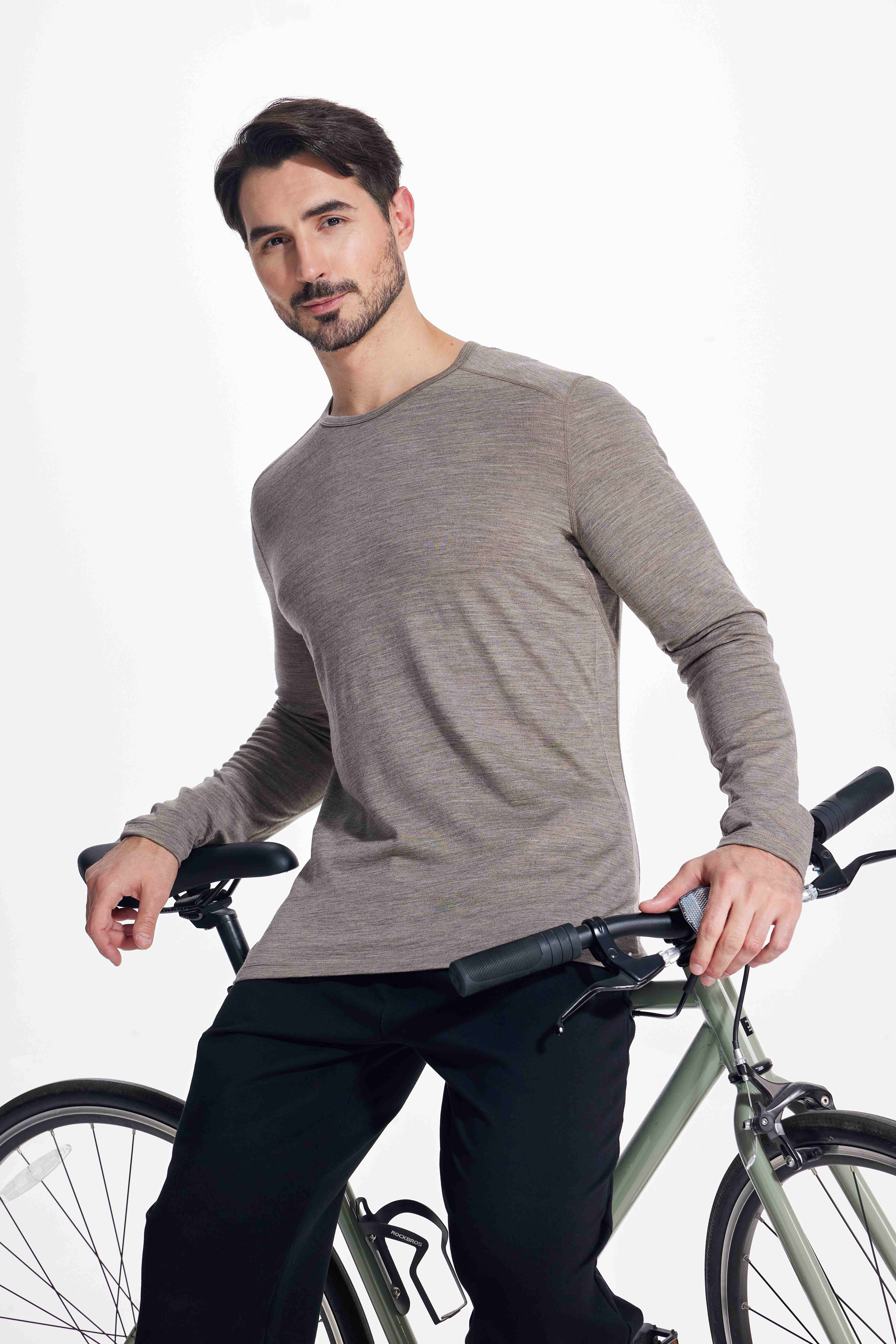Wool Long-Sleeved Shirt-light brown