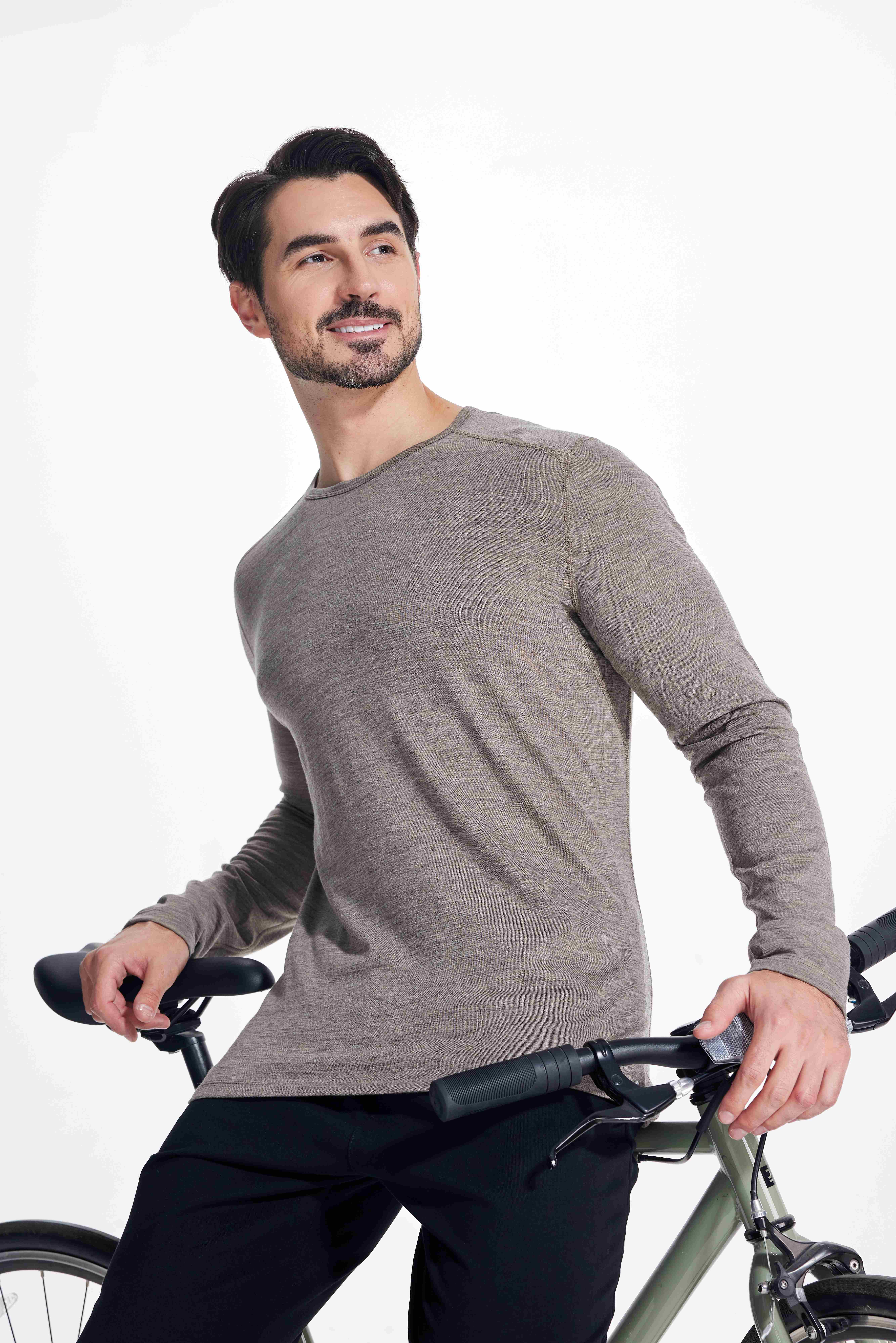 Wool Long-Sleeved Shirt-light brown