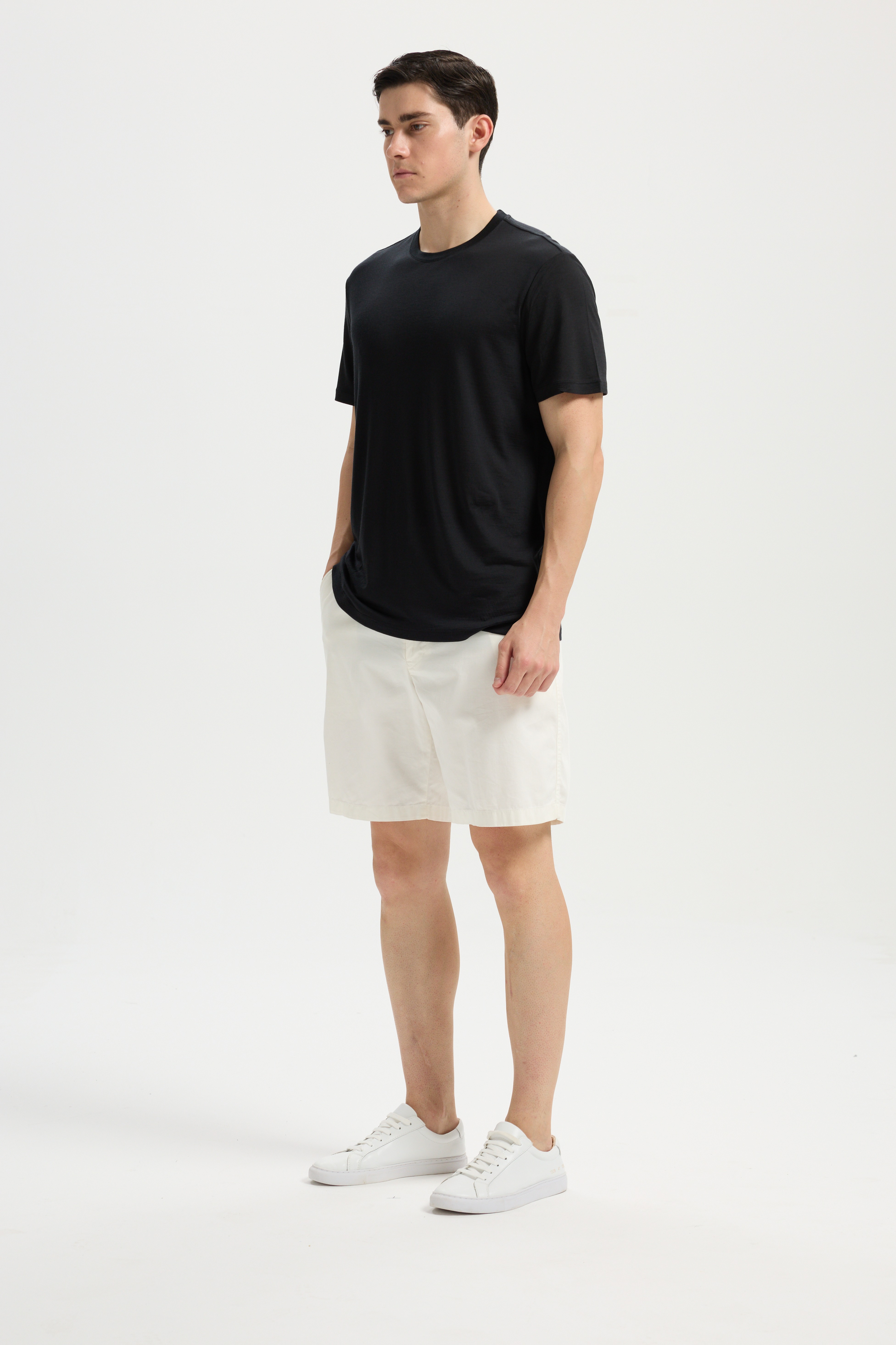 Wool Short-Sleeved Shirt-black