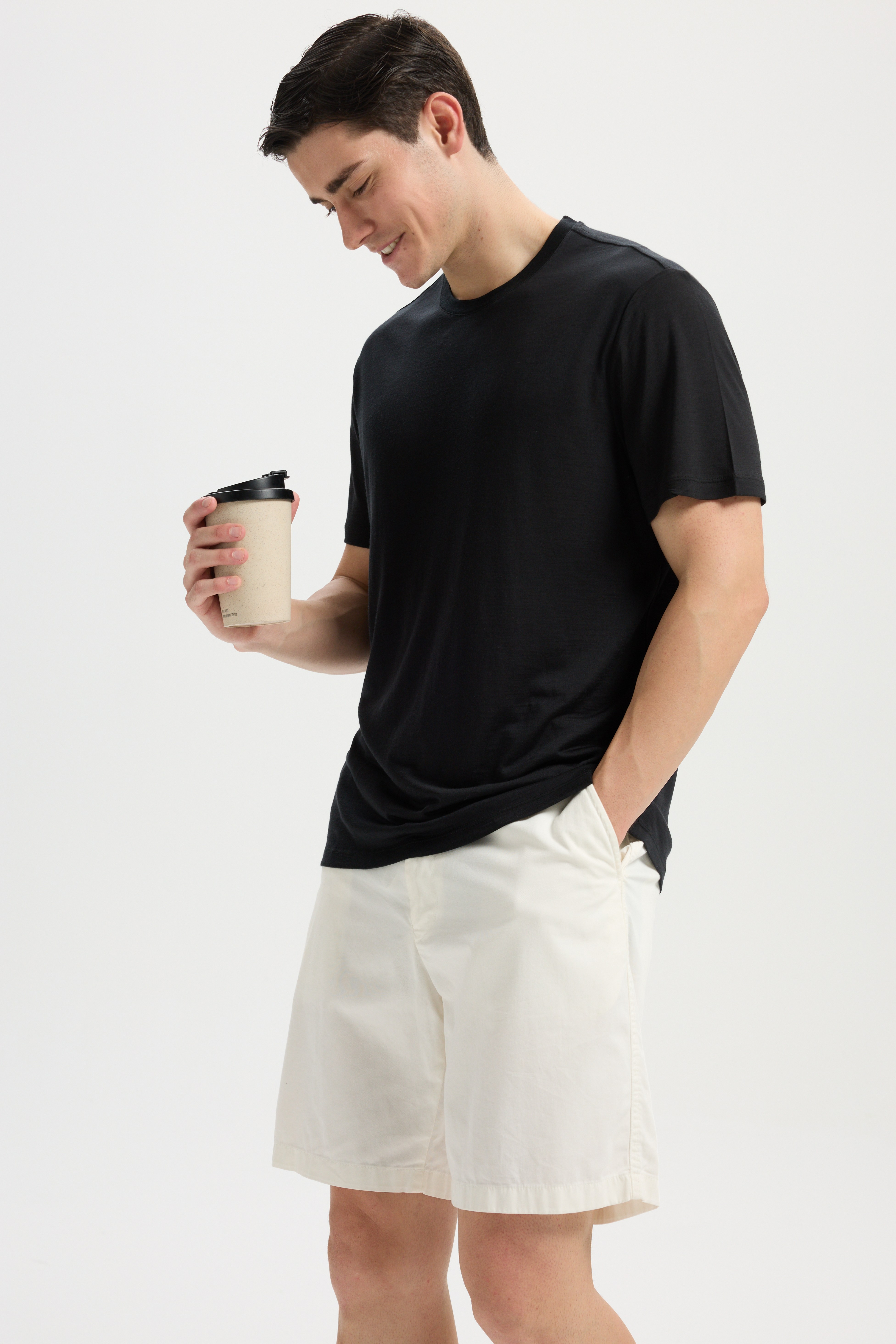 Wool Short-Sleeved Shirt-black