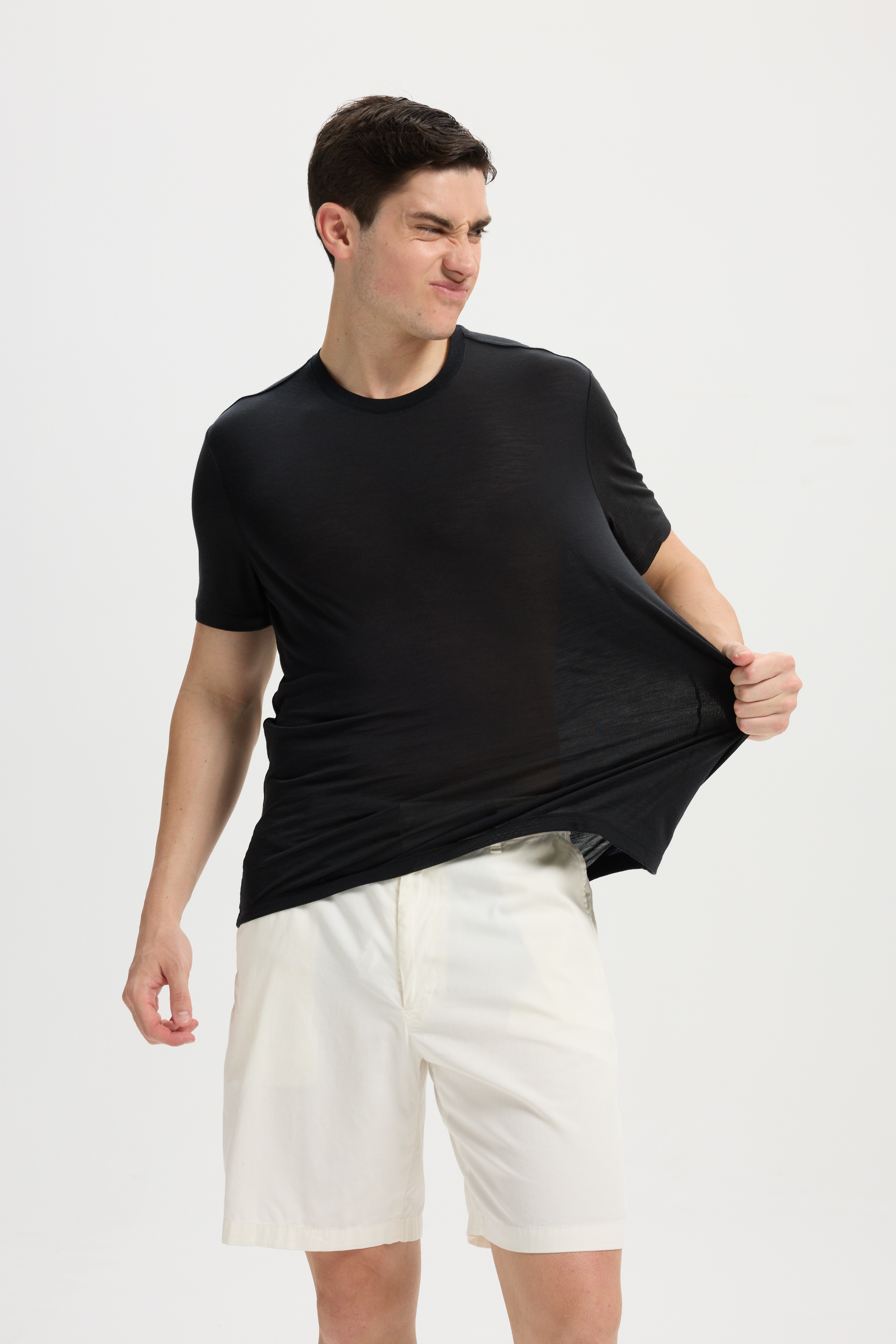 Wool Short-Sleeved Shirt-black