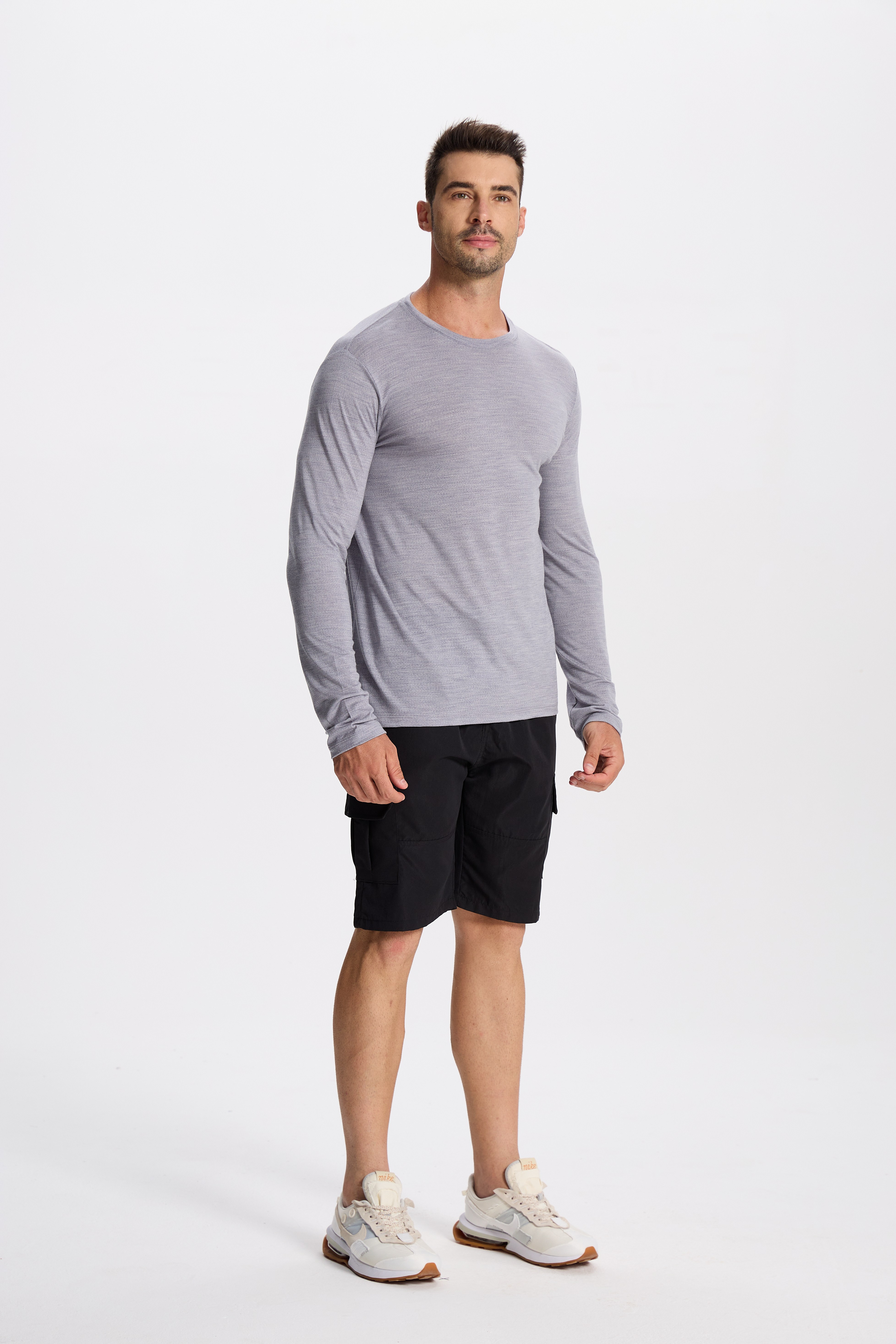 Wool Long-Sleeved Shirt-light gray