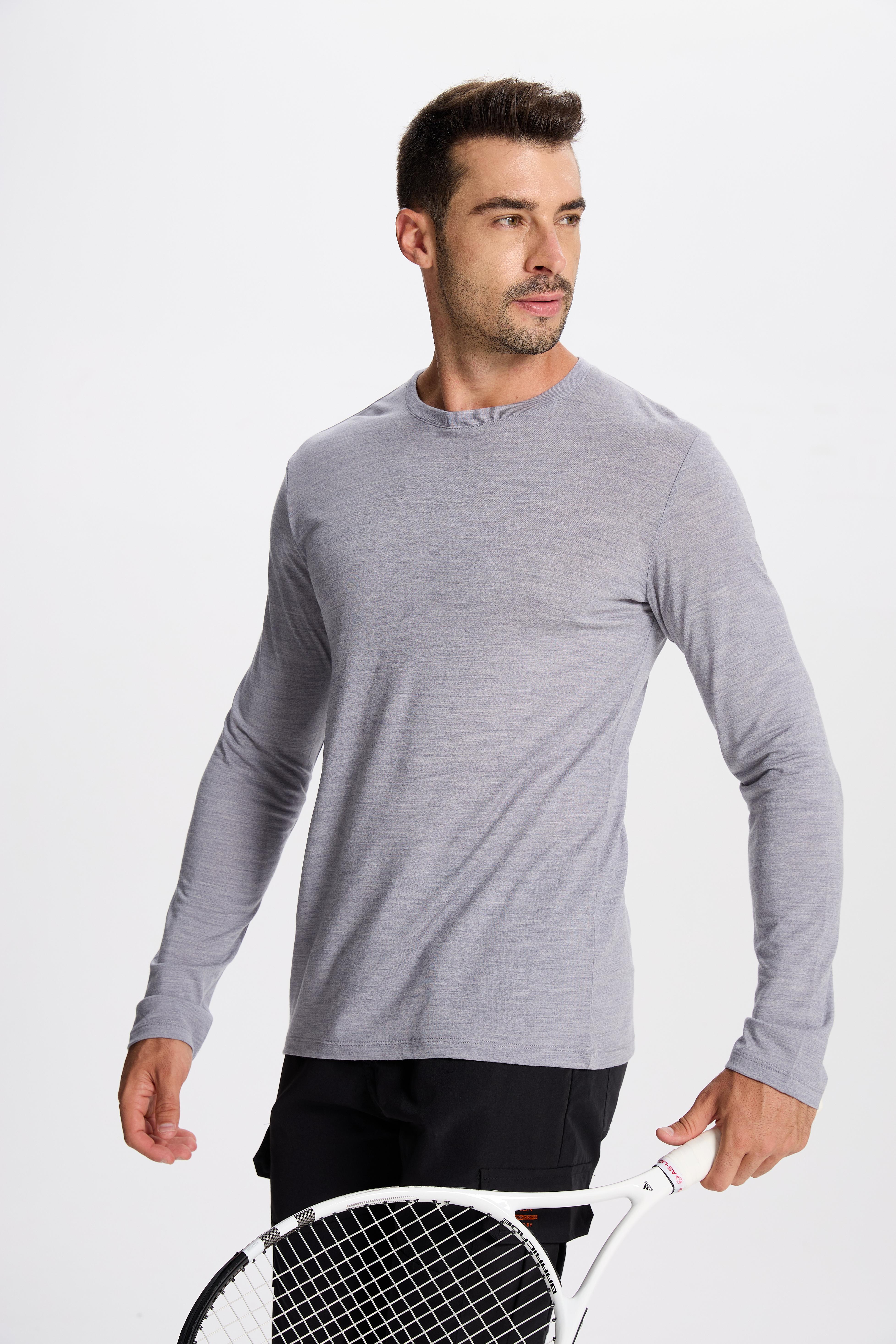 Wool Long-Sleeved Shirt-light gray