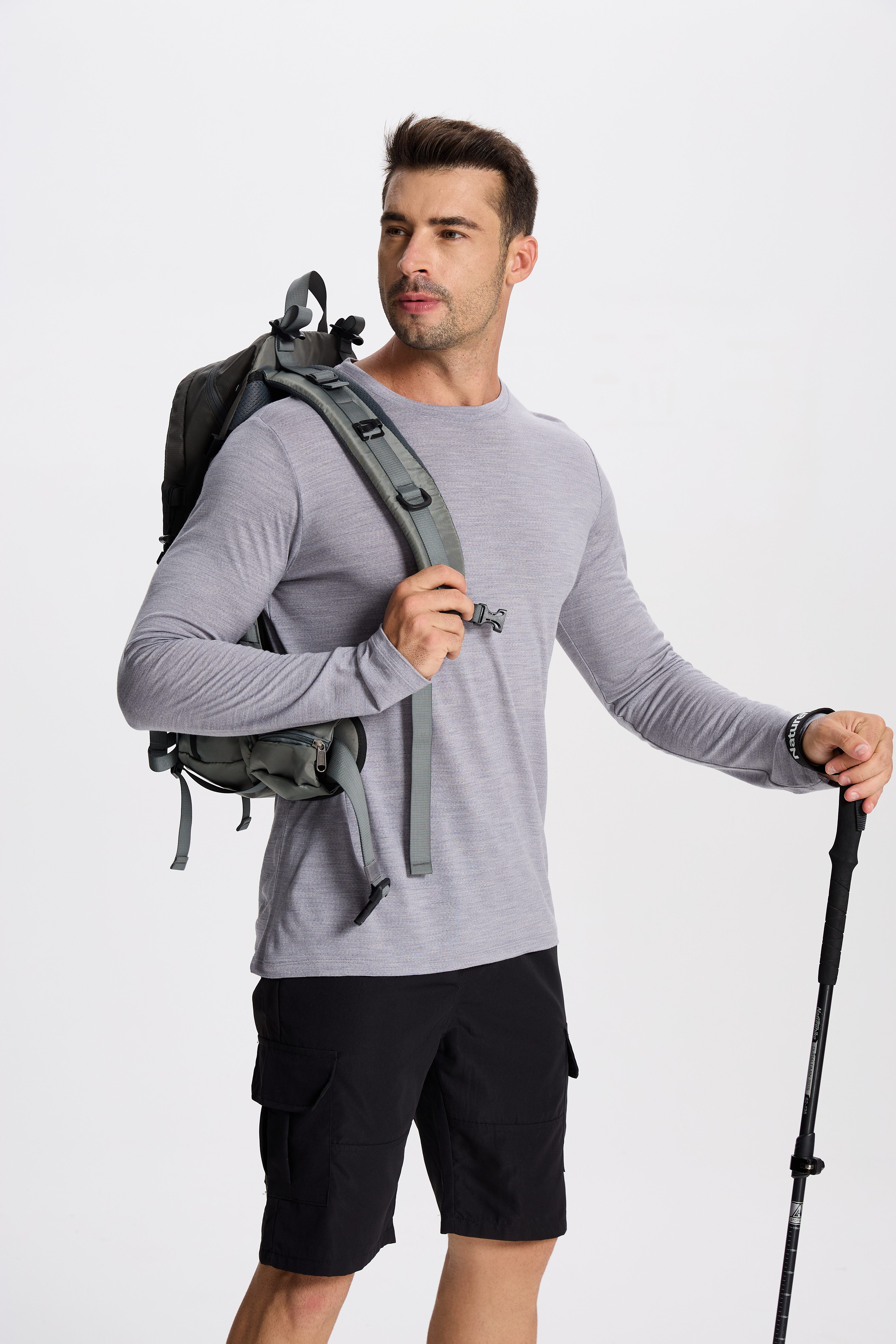 Wool Long-Sleeved Shirt-light gray