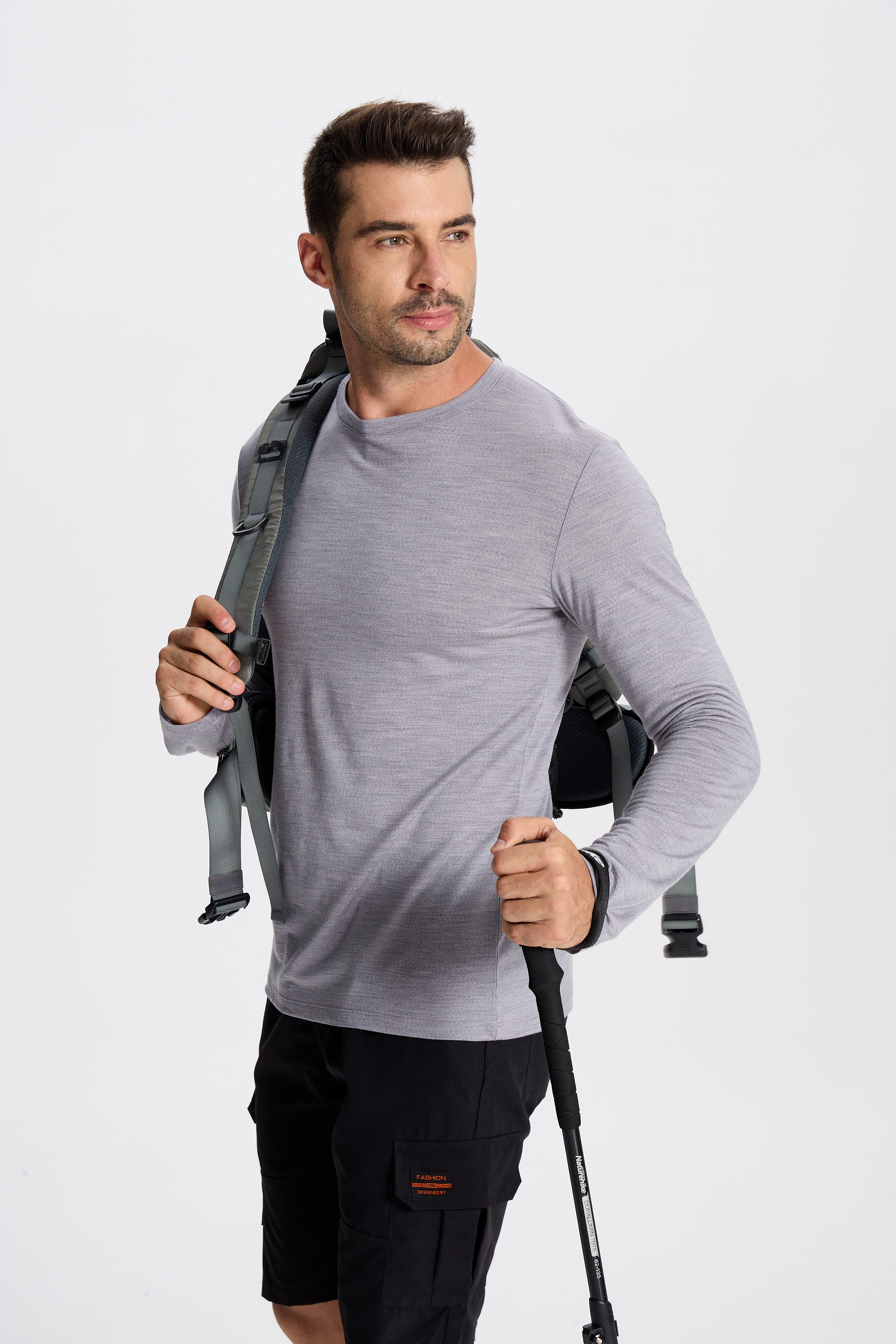 Wool Long-Sleeved Shirt-light gray