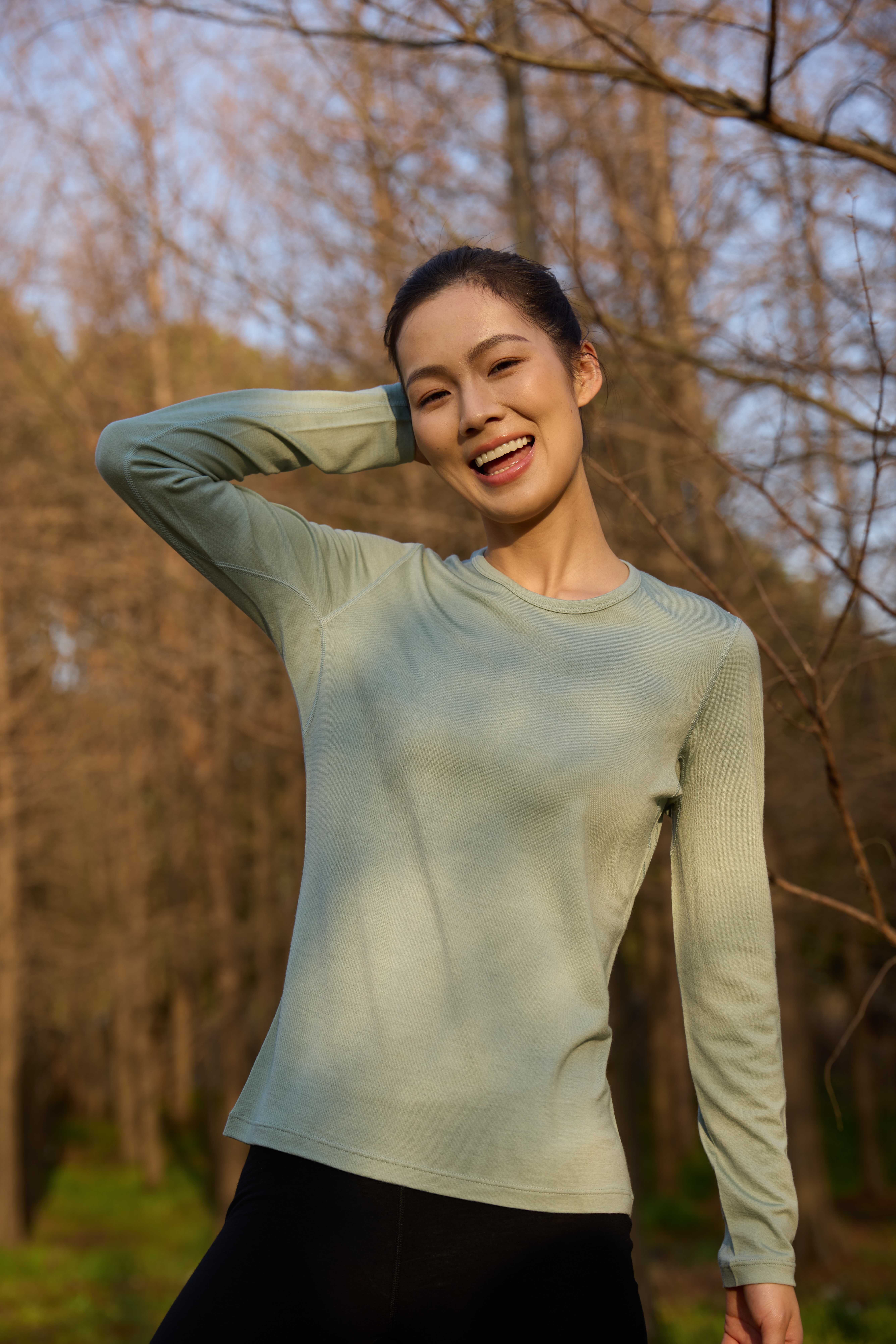 Wool Long-Sleeved Shirt-green