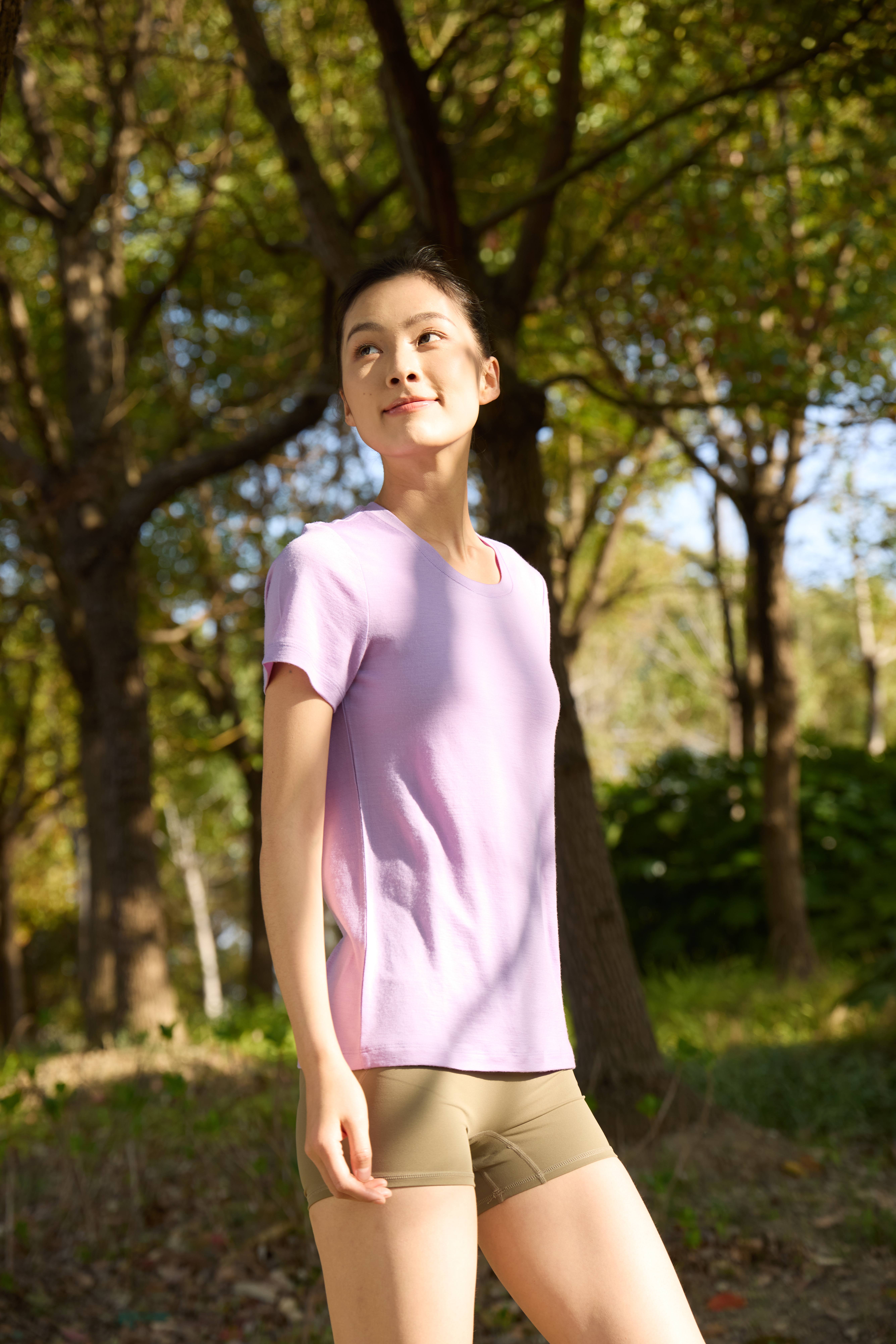 Wool Short-Sleeved Shirt-light purple