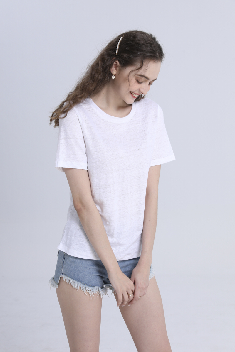Linen Short-Sleeved Shirt-white