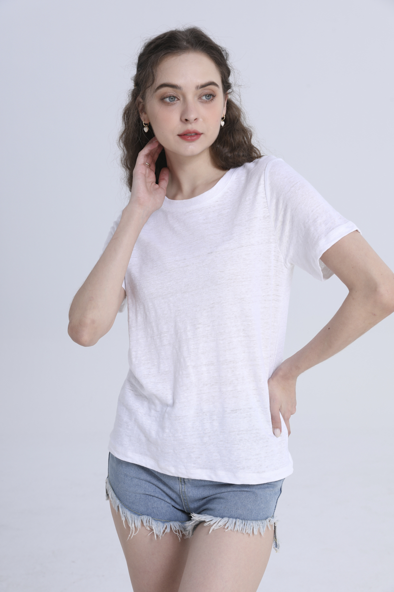 Linen Short-Sleeved Shirt-white