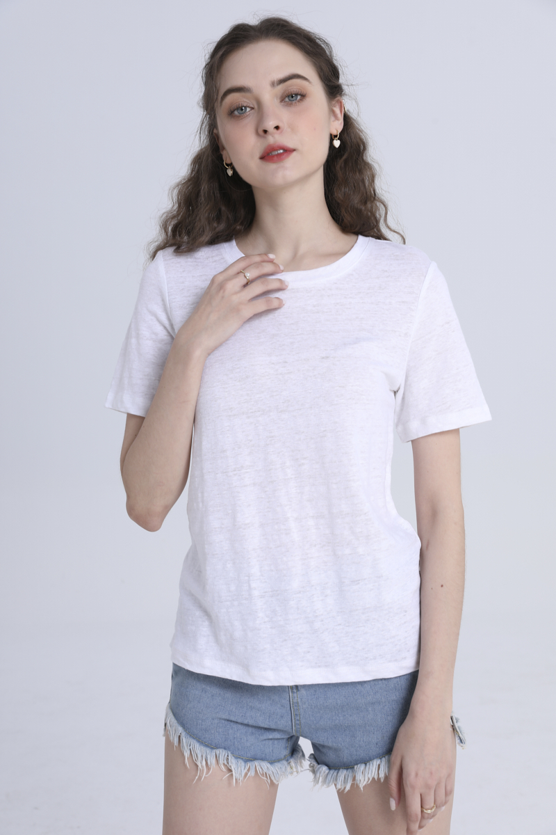 Linen Short-Sleeved Shirt-white