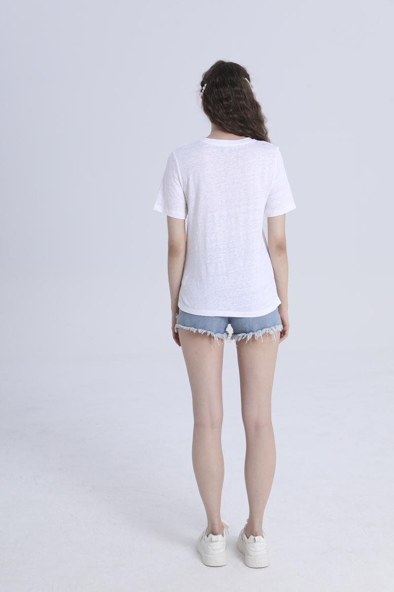 Linen Short-Sleeved Shirt-white