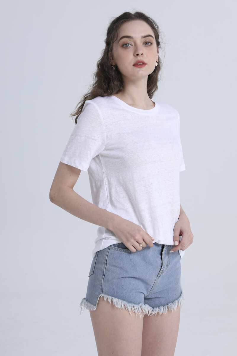 Linen Short-Sleeved Shirt-white