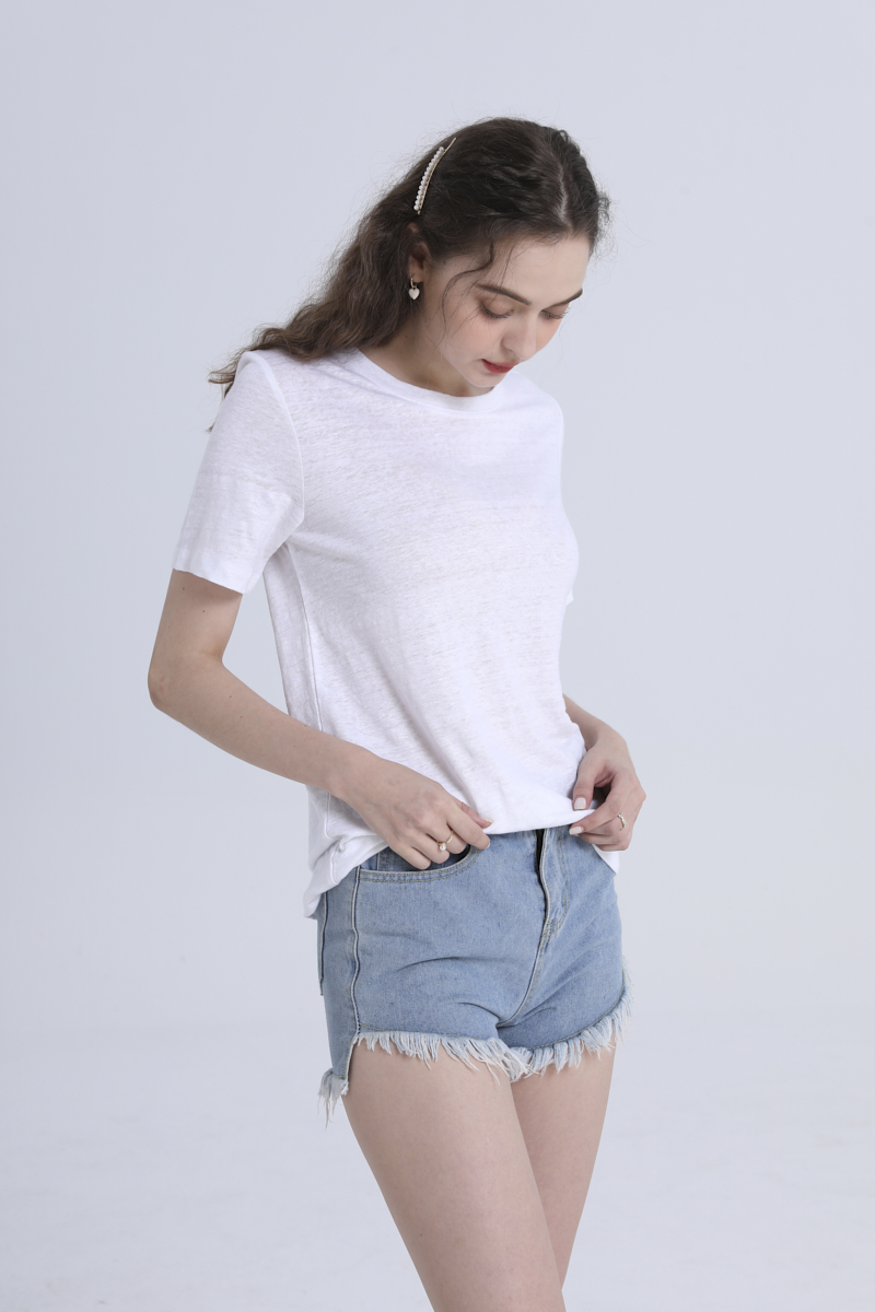 Linen Short-Sleeved Shirt-white