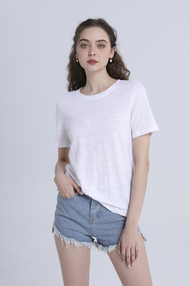 Linen Short-Sleeved Shirt-white